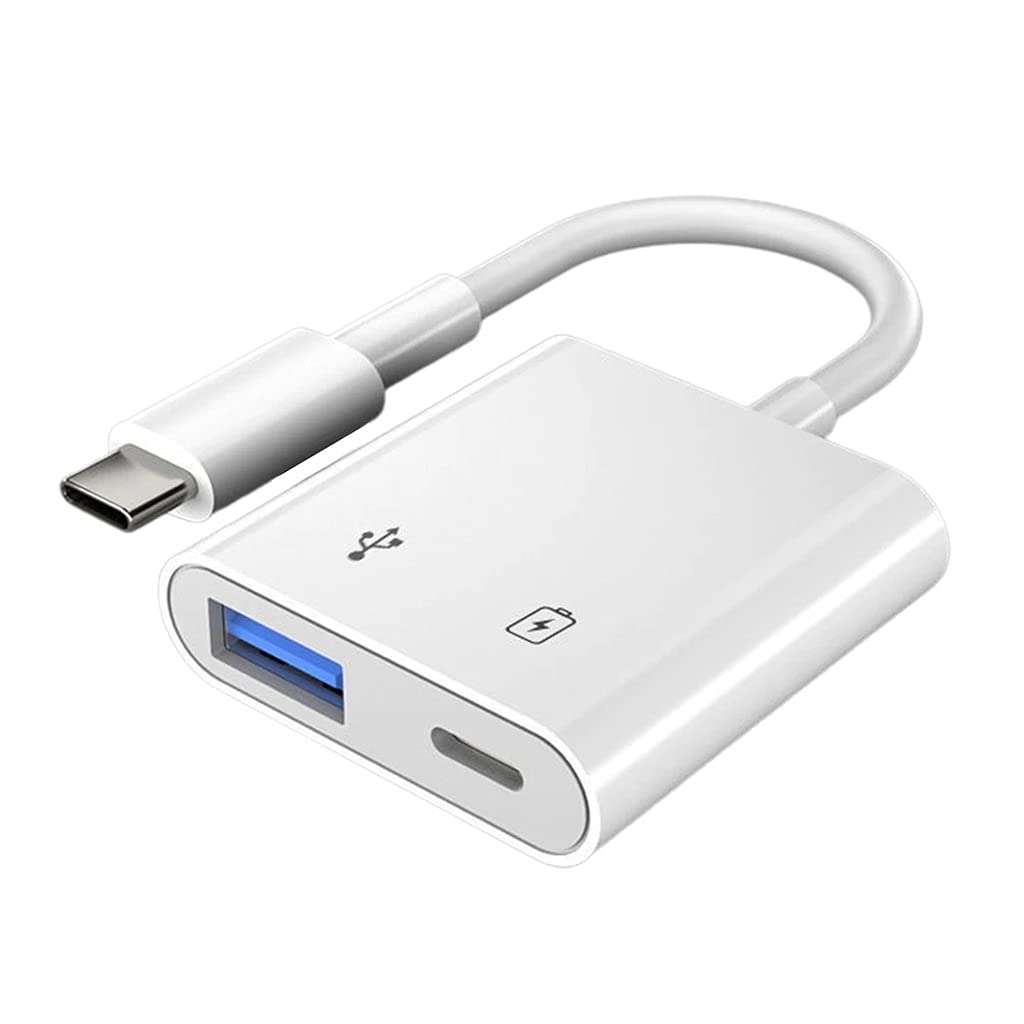 USB C Splitter Adapter with Power Delivery - 2-in-1 USB 3.0 Type C to USB A Converter for Phone Charging & External Storage - Perfect for Travel, Office & Mobile Workstations