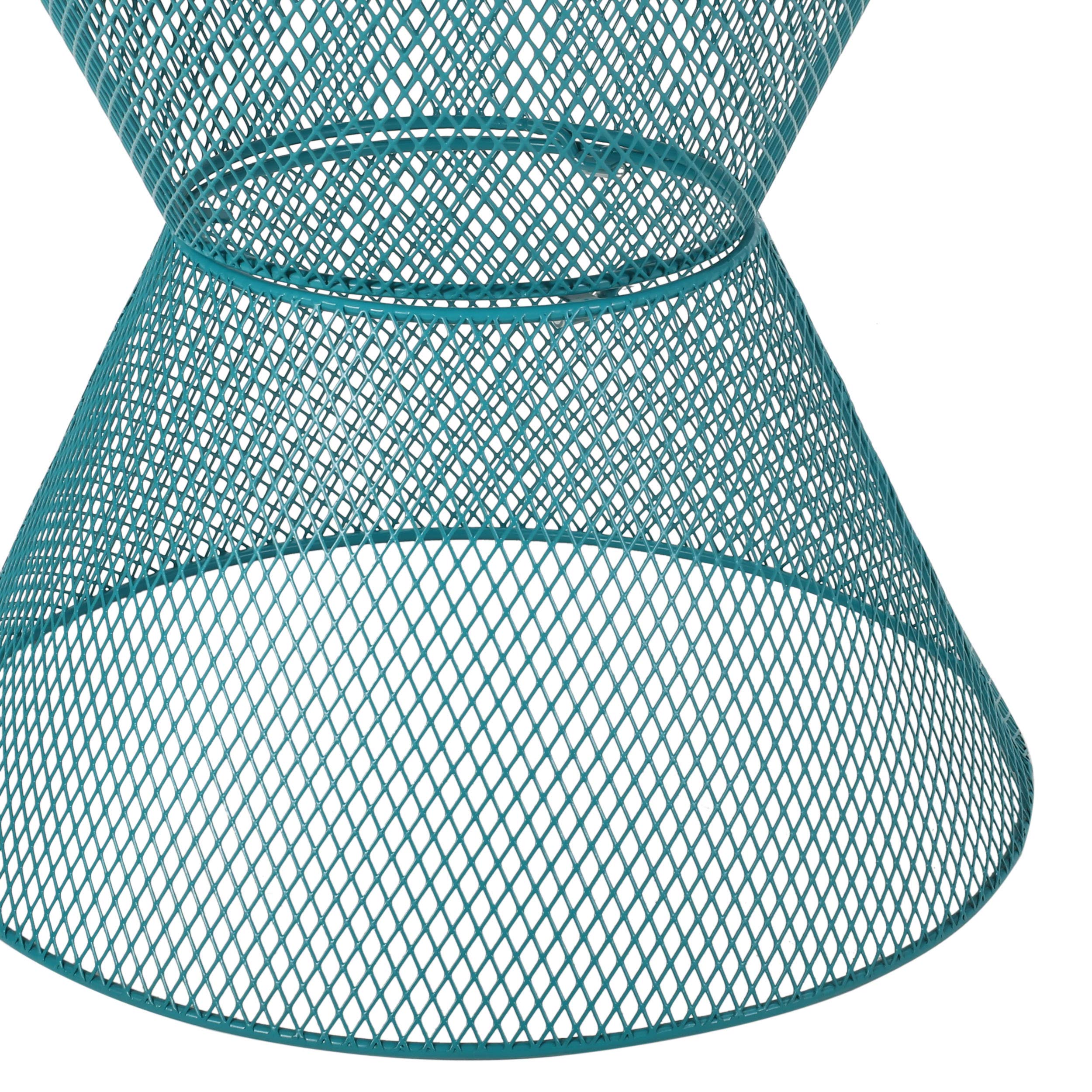 Modern Outdoor Iron Side Table - Matte Teal Finish, Durable Patio Furniture for Poolside, Garden, or Balcony Decor
