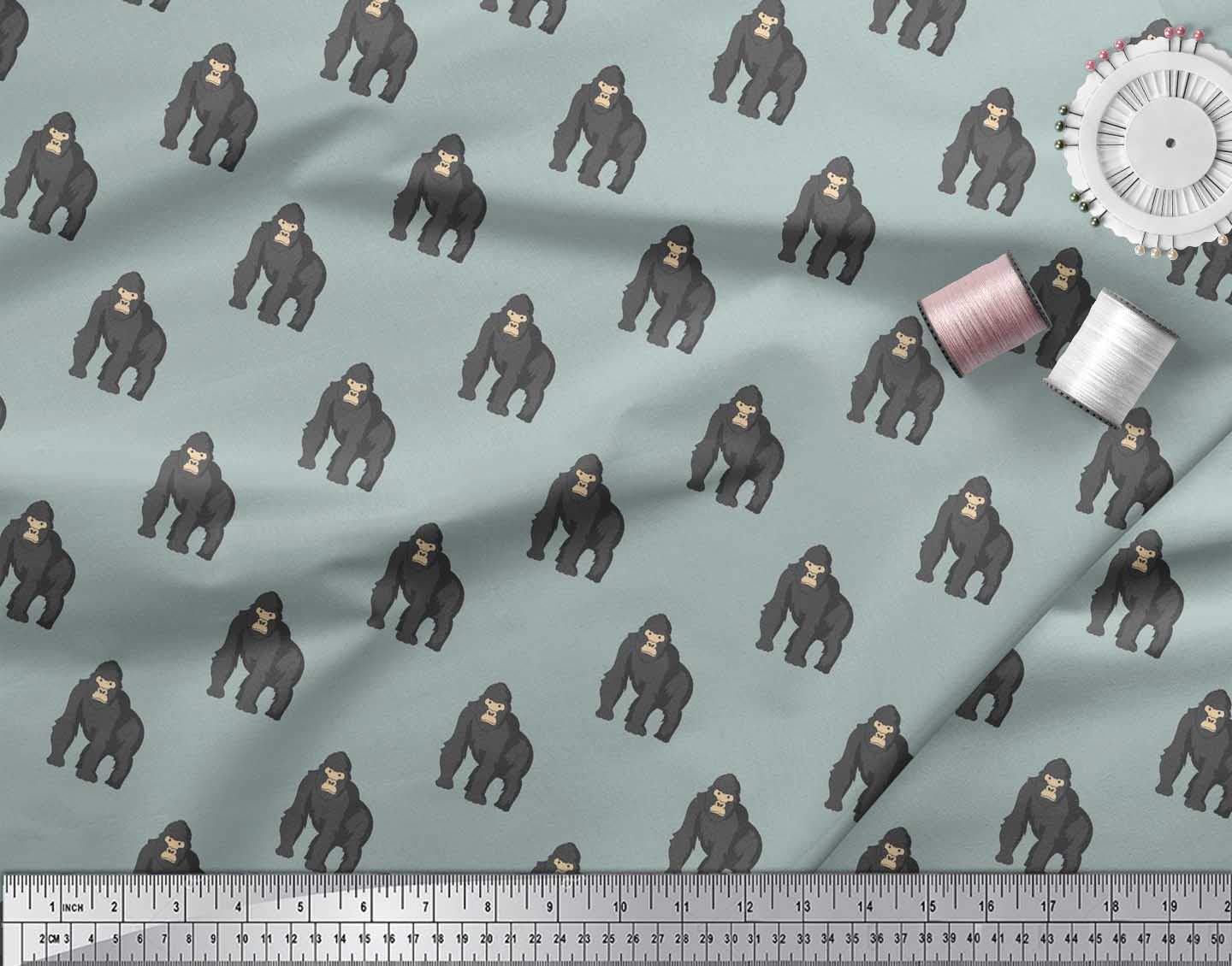 Soimoi Moss Georgette Brown Fabric by The Yard - 42 Inch Wide Gorilla Animal Print Textile for DIY Crafts, Upholstery & Home Decor - Unique Printed Fabric for Sewing Projects & Fashion Design