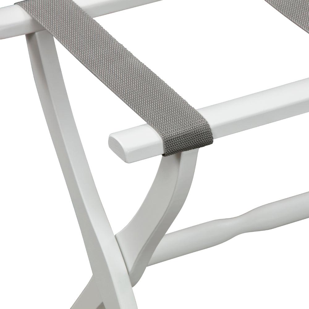 Gatehouse Furniture Luggage Rack with Contour Wood Legs & 3 Nylon Straps - Sturdy Suitcase Stand for Bedroom, Hotel, or Travel Storage