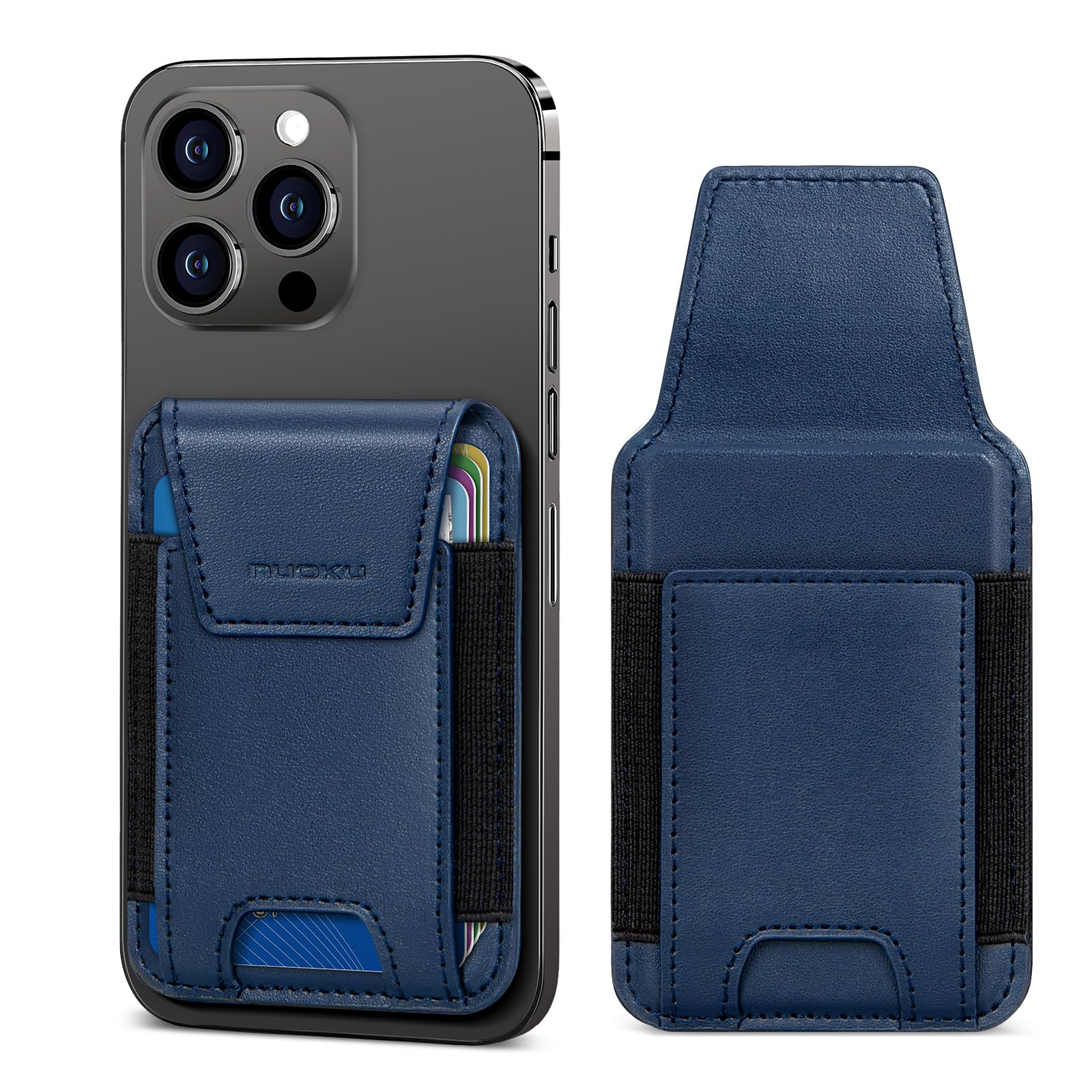 Premium Genuine Leather Magnetic Phone Wallet for iPhone 15/14/13/12 Series - Magsafe Compatible Wallet with RFID Blocking & Privacy Flap - Holds 6 Cards (Excludes 13 Mini/12 Mini) - Perfect for Daily Commute, Travel & Contactless Payments