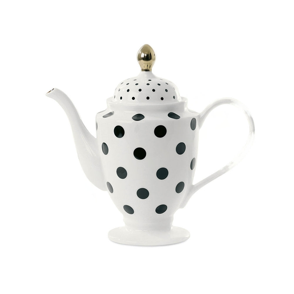 Ms Etoile Tall Ceramic Teapot with Polka Dots - 18oz Large Tea Pot with Infuser, Elegant Polka Dot Design for Afternoon Tea, Gift for Tea Lovers, Perfect for Home, Office & Cafe Use