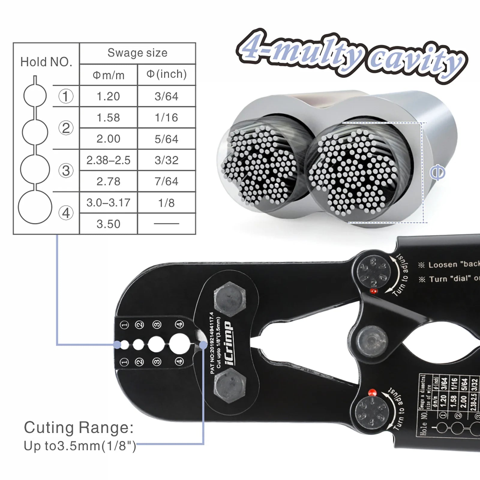 Wire Rope Crimping Tool for 3/64