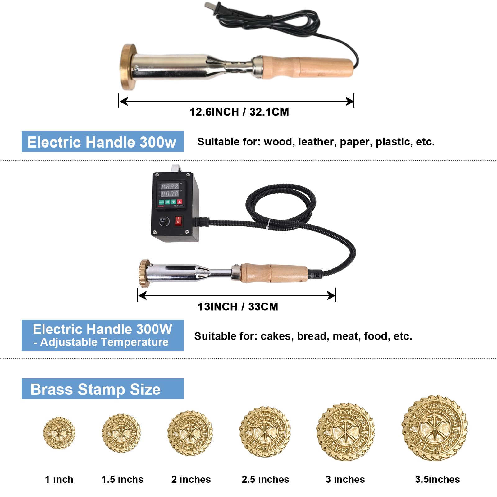 Custom Electric Branding Iron for Wood & Leather - Personalized Wood Burning Stamp with Metal Logo - Durable Handcrafted Design for Food, Meat, Woodworking & Wedding Gifts - Perfect for DIY Projects, Crafts & Professional Use