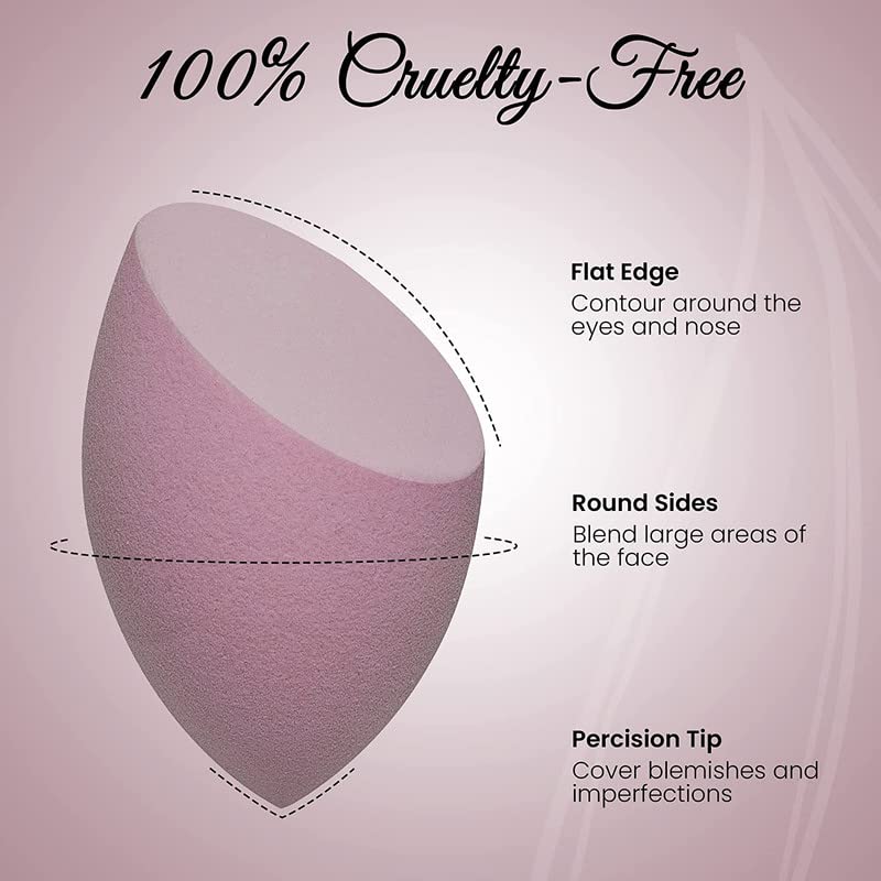 Belicia 4-Piece Makeup Sponge Set - Latex-Free Foundation Blender for Liquid, Cream & Powder - HD Flawless Finish Beauty Sponges - Multi-Colored Cosmetic Sponges for Professional & Everyday Makeup Application