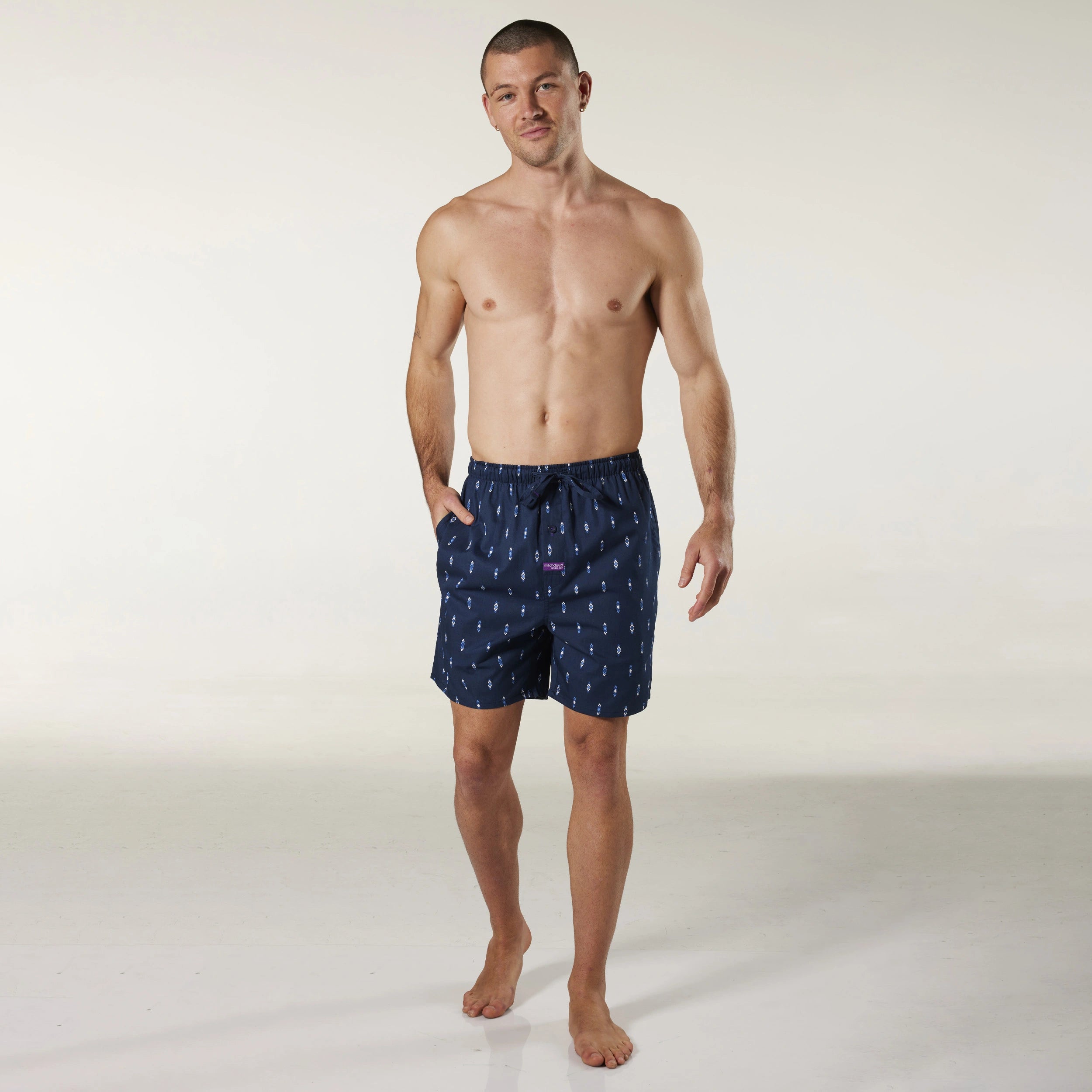 Men's Flint Cotton Sleep Shorts - Navy Blue - Soft & Breathable Lounge Pajama Shorts for Comfortable Nightwear & Relaxing at Home