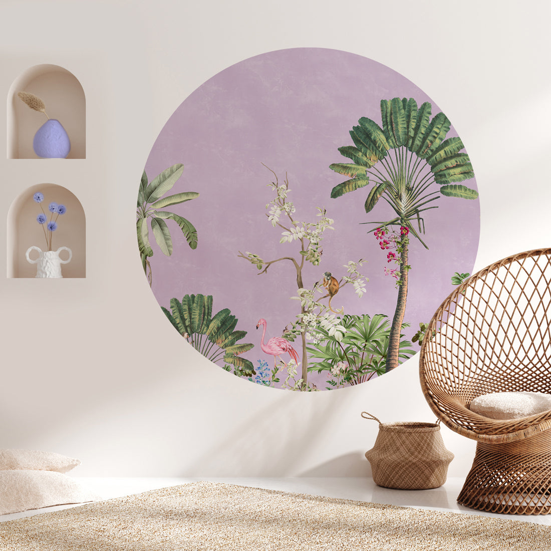 Vibrant Exotics Round Wall Stickers - Decorative Vinyl Decals for Home, Nursery, Office & Kids Room Decor - Easy to Apply & Remove