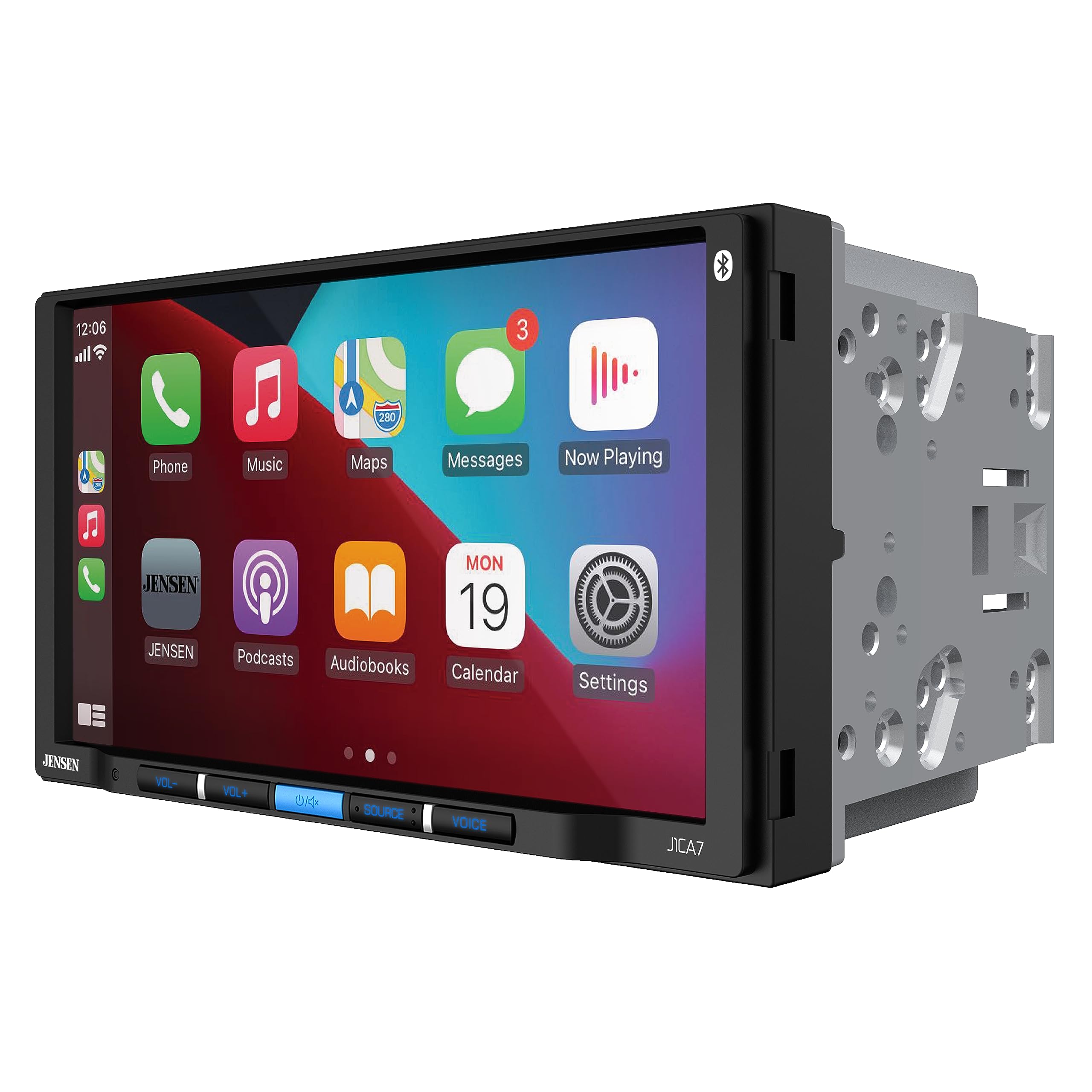JENSEN J1CA7 7-inch Apple CarPlay & Android Auto Double DIN Touchscreen Car Stereo - Bluetooth Hands-Free Calling, Music Streaming, Backup Camera Input, USB Playback & Charging - Perfect for Road Trips & Daily Commutes