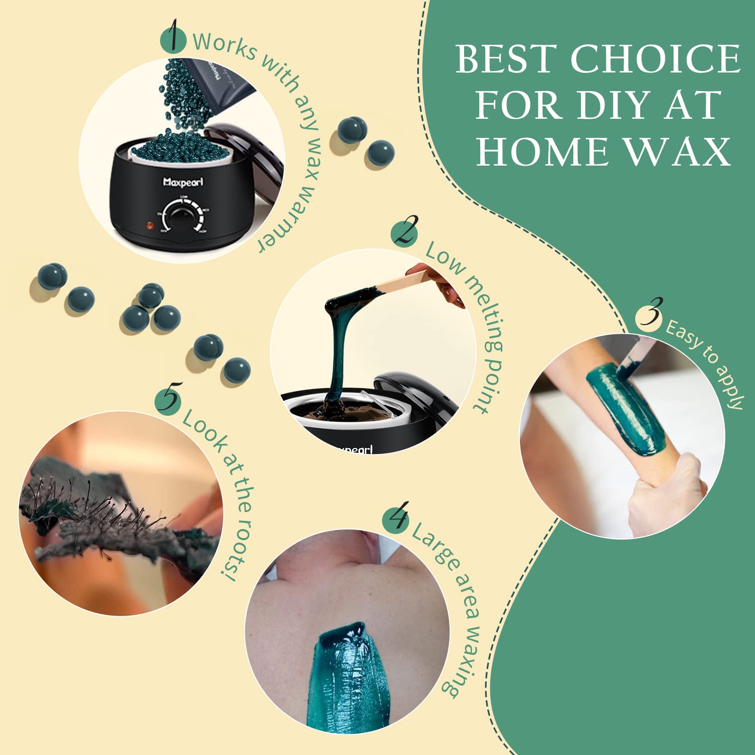 Maxpearl Hard Wax Beads Kit - 2.5LB Coarse Body Wax & 1LB Fine Facial Wax Beads for Hair Removal, Smooth Skin - Professional Salon & At-Home Waxing Solution