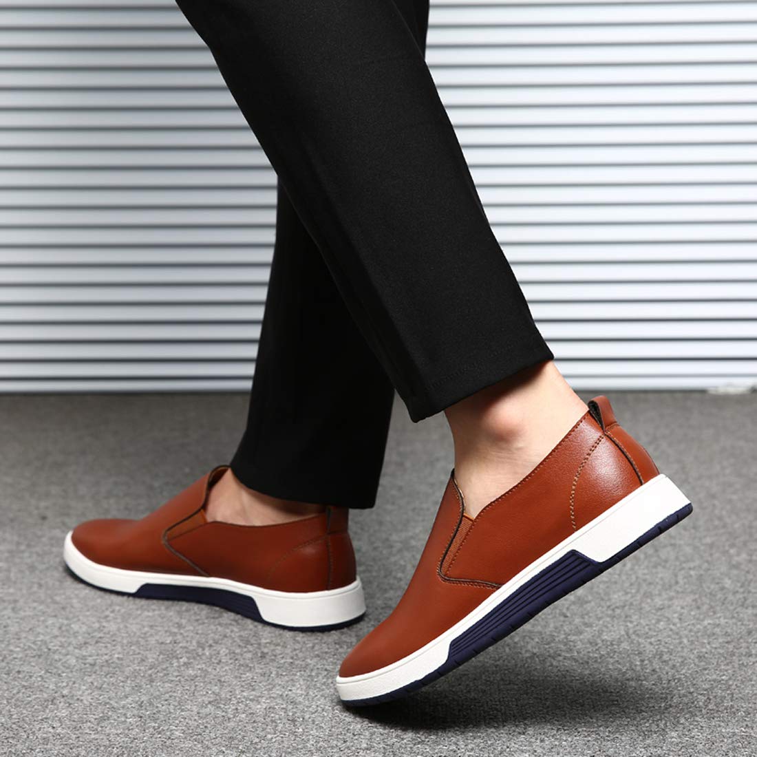 Santimon Men's Slip-On Loafers - British Style Breathable Flat Dress Shoes & Fashion Sneakers for Work, Casual & Wedding Occasions