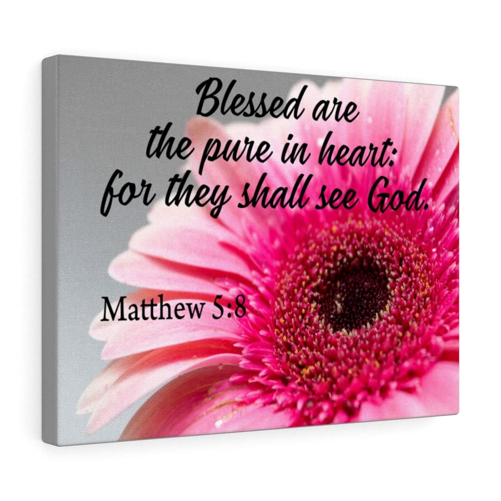 Christian Wall Art - Pure in Heart Matthew 5:8 Bible Verse Print - Ready to Hang Scripture Decor for Home, Office & Church - Inspirational Gift for Weddings, Baptisms & Housewarmings