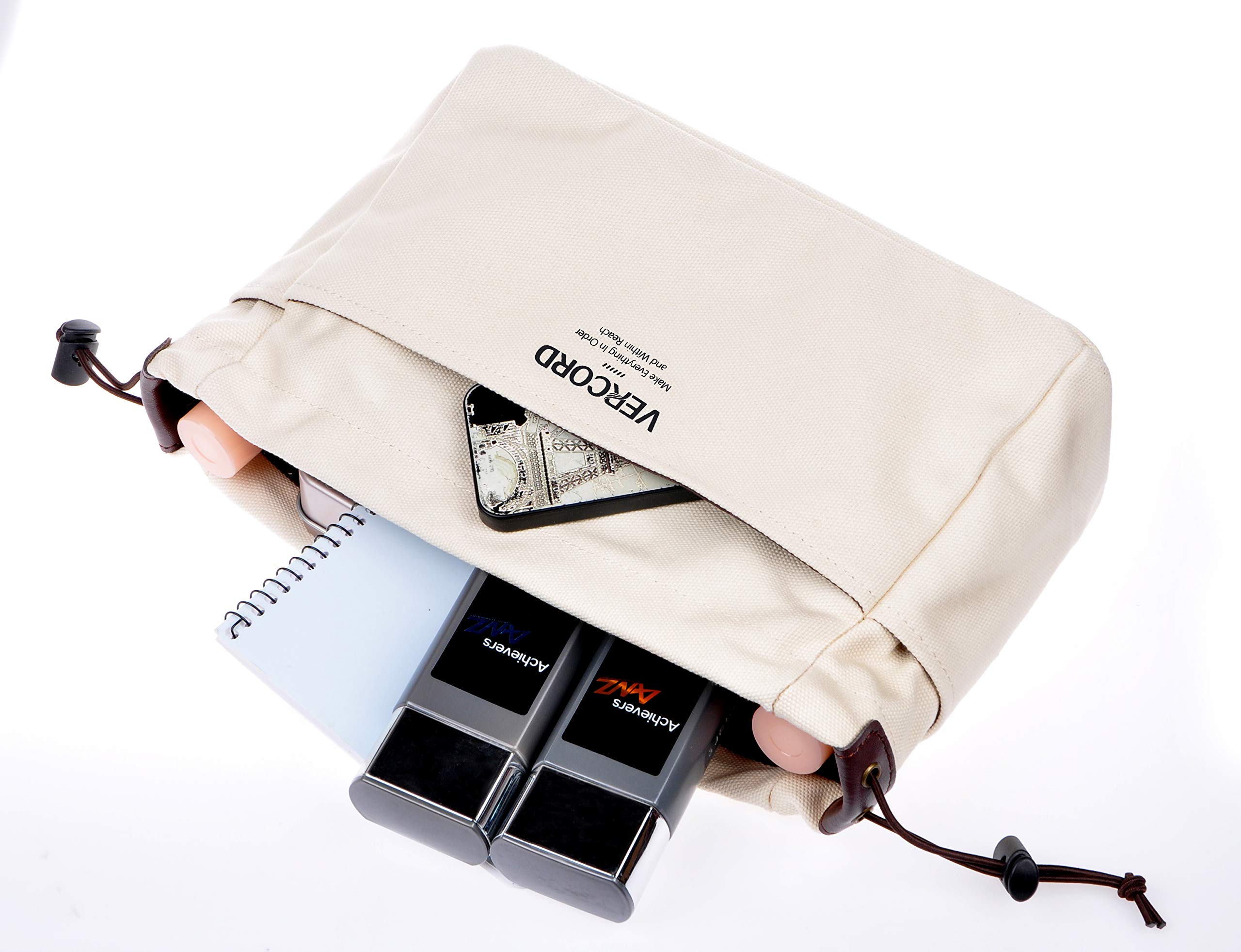 Vercord Canvas Handbag Organizer - Large Beige Purse Insert with 10 Pockets | Sturdy Bag in Bag Organizer for Women | Perfect for Tote Bags, Travel & Everyday Use