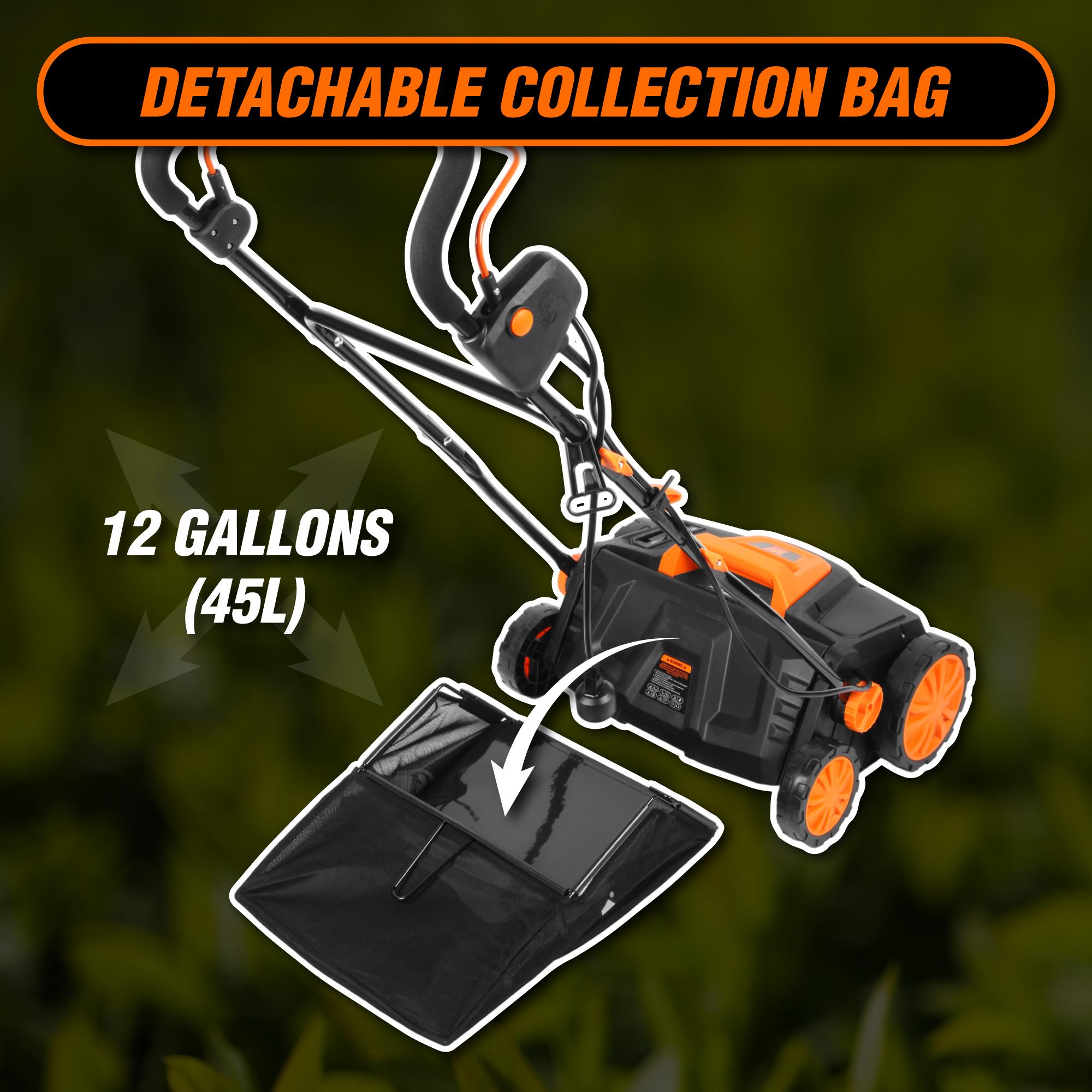 WEN DT1315 15-Inch 13 Amp 2-in-1 Electric Dethatcher & Scarifier with Collection Bag | Lawn Care & Yard Maintenance for Thatch Removal & Soil Aeration