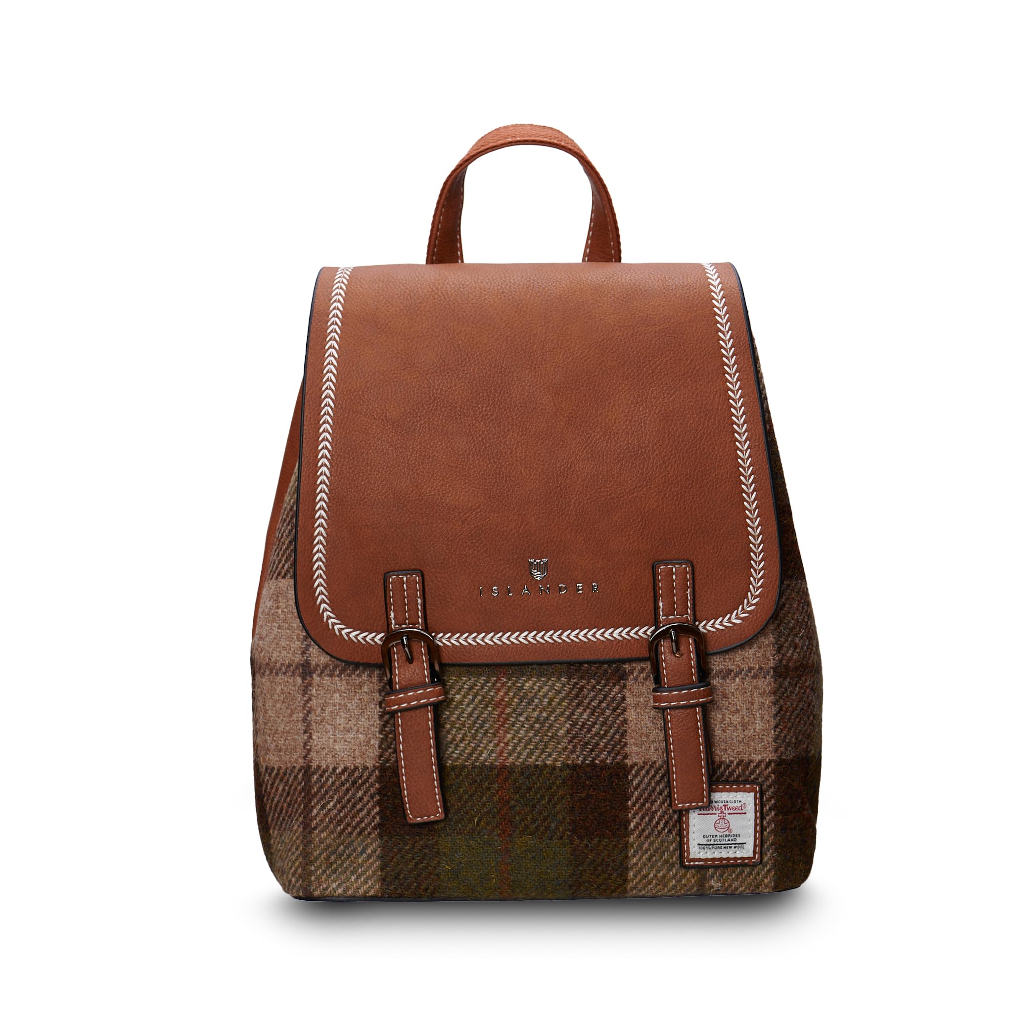 Harris Tweed Chestnut Tartan Jura Backpack - Blue Vintage Style Laptop Bag for Work, School & Travel | Durable Water-Resistant Backpack for Men & Women
