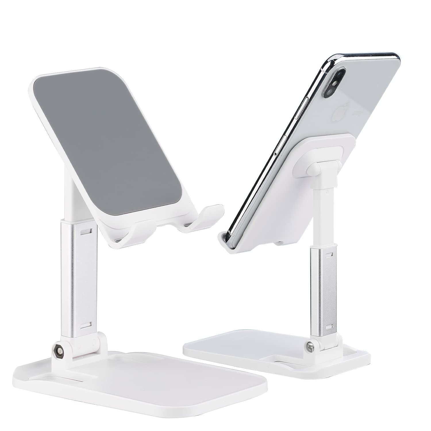 JIAN MU Foldable Phone Holder - Adjustable Stand for Desk & Tablet (White) - Perfect for Work & Video Calls