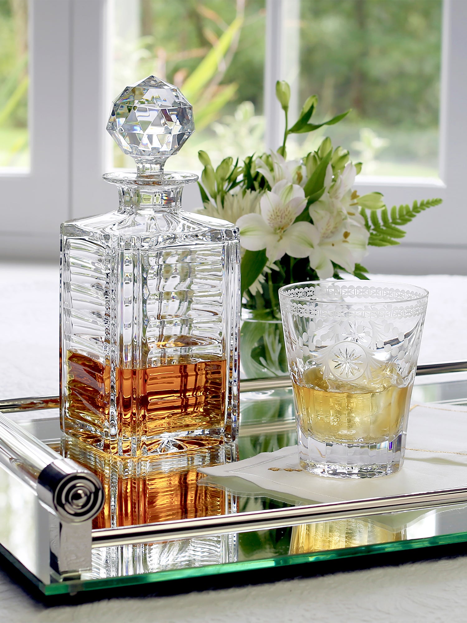 Vintage Pearl Old Fashioned Glass Set - Elegant Whiskey Drinking Glasses for Bourbon, Scotch & Cocktails - Perfect for Home Bar, Gifts & Entertaining