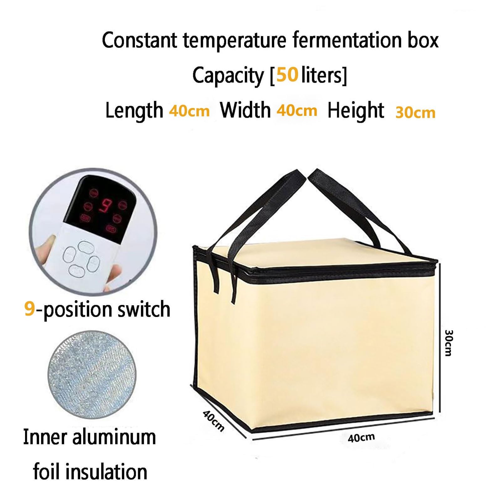Professional Dough Proofer Box with 9-Level Temperature Control & Built-in Heater | Precise High/Low Temp Adjustment | Foldable Bread Proofing Box for Baking Bread, Yogurt & Natto | Perfect for Home Bakeries & Commercial Kitchens