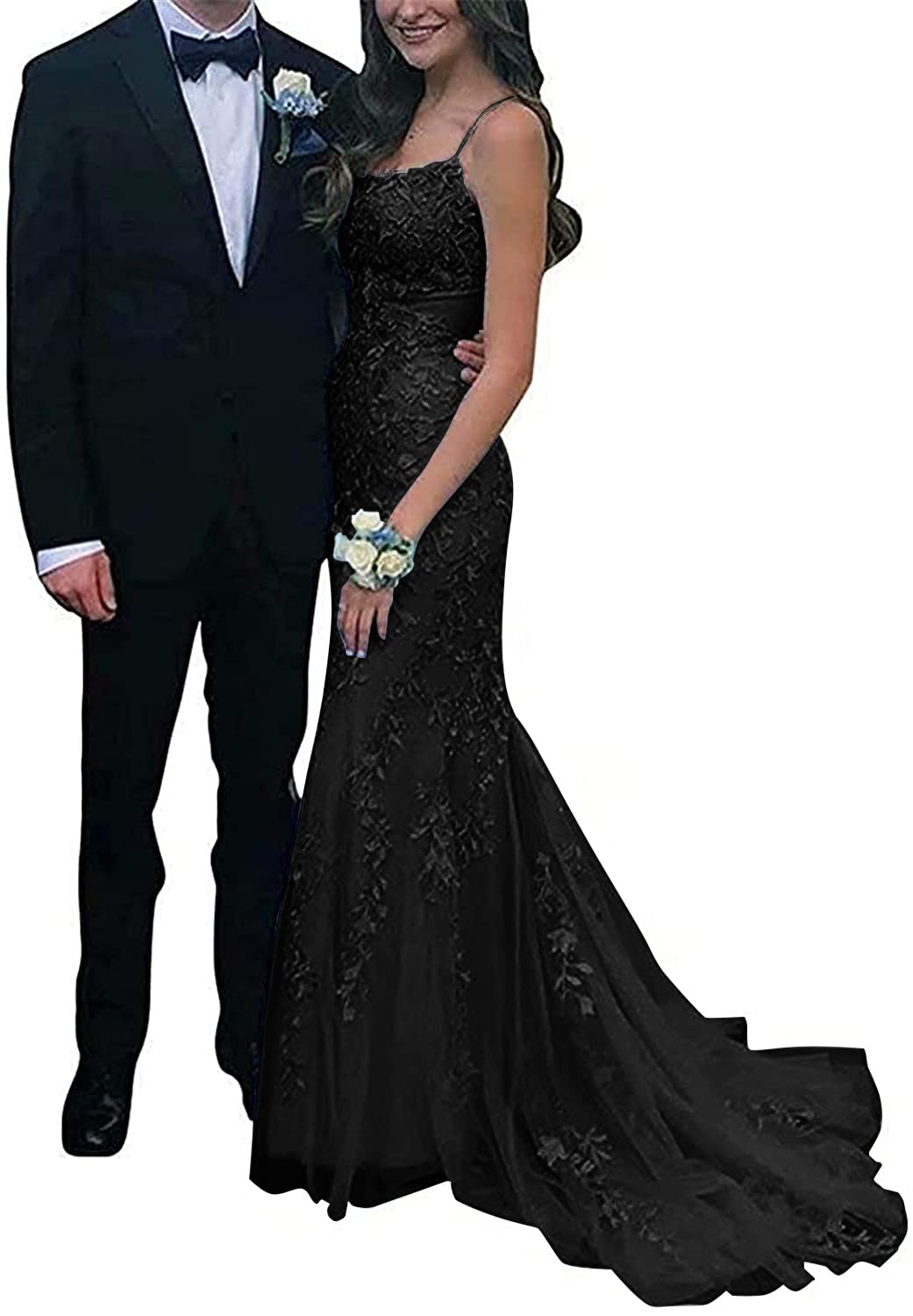 Elegant Lace Appliques Tulle Bridesmaid Dresses with Spaghetti Straps - Women's Mermaid Prom Gowns for Weddings, Parties & Special Occasions