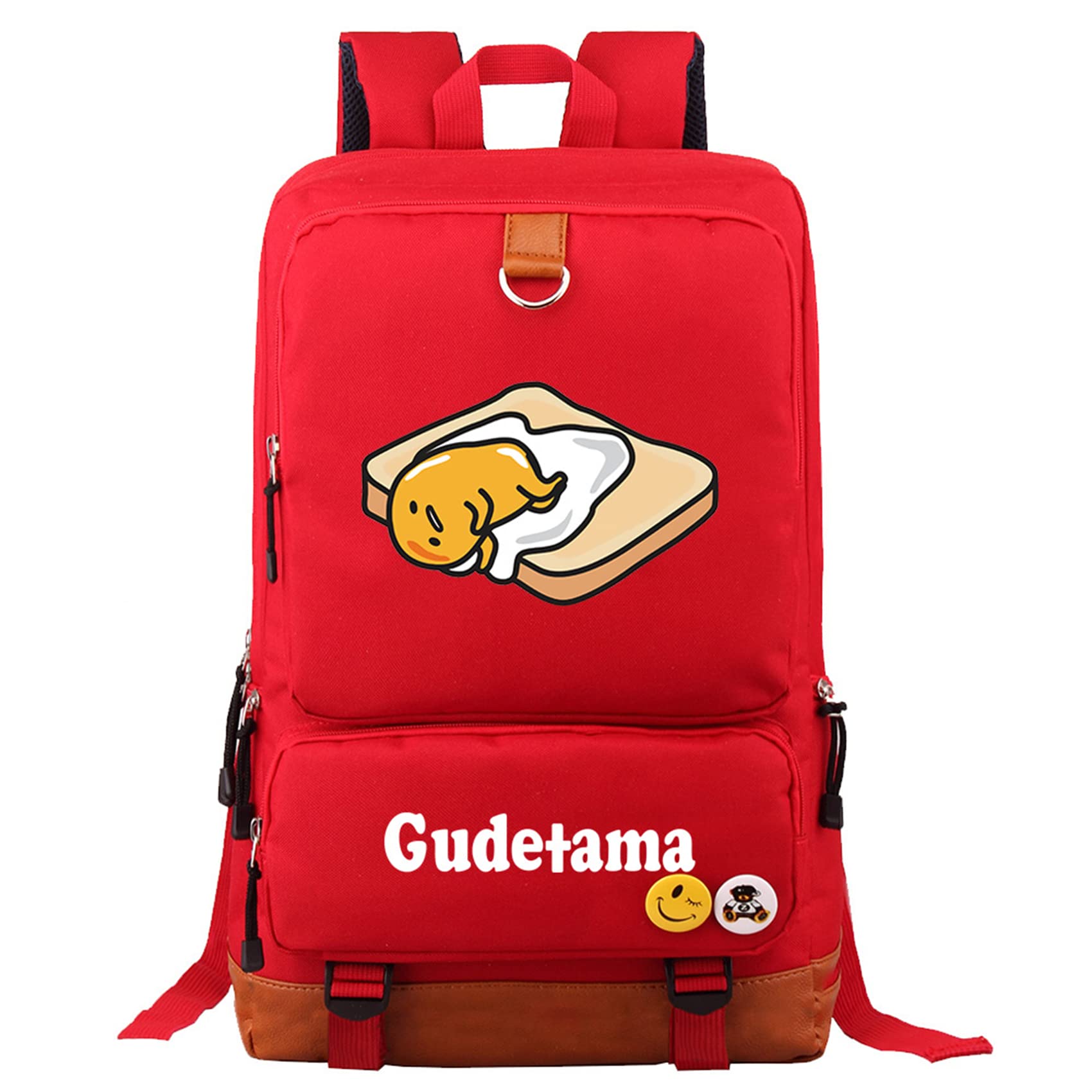 Durable Classic School Backpack for Students - Gudetama Laptop Bag for Boys & Girls, Red | Perfect for College, High School & Everyday Use