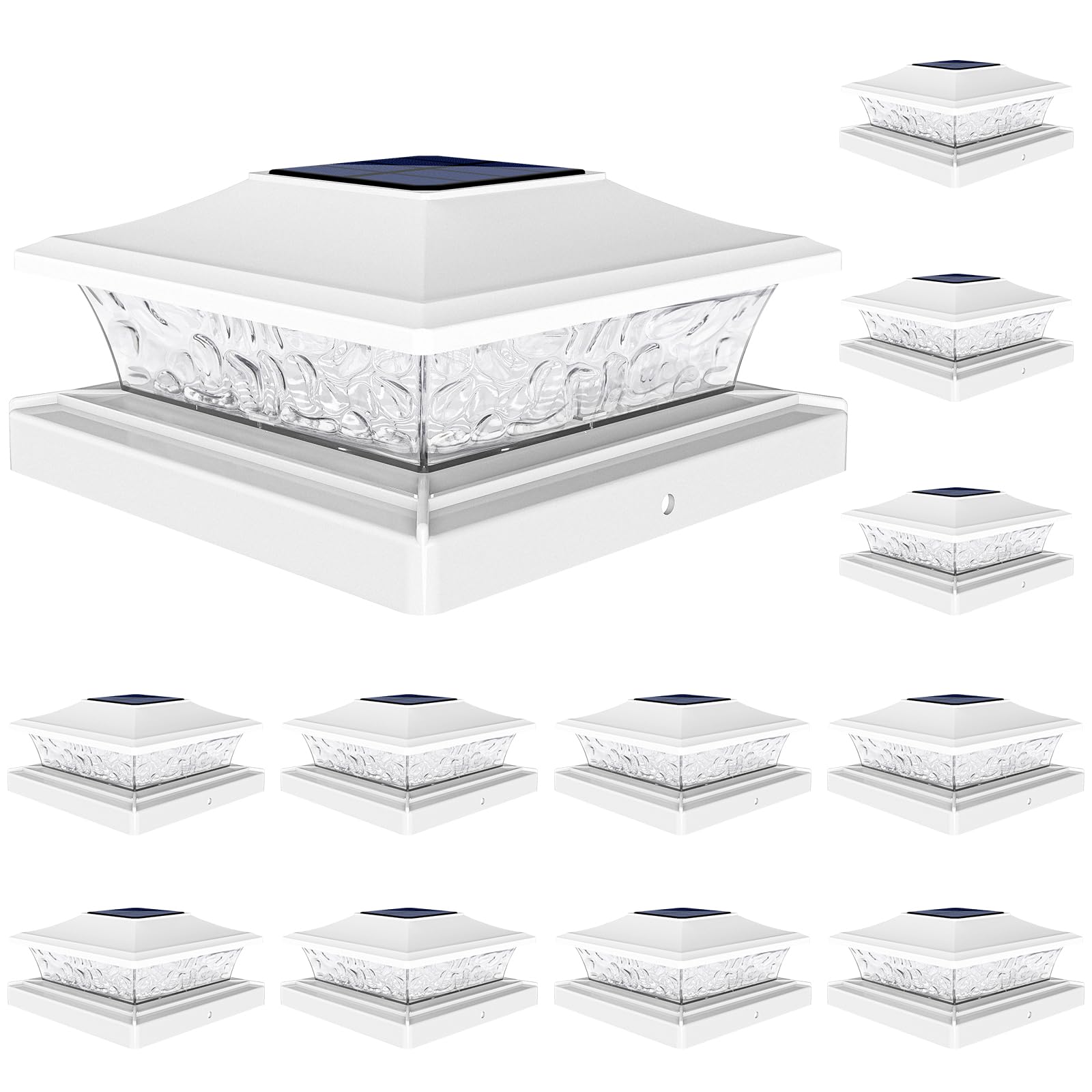 VOLISUN 12 Pack Solar Post Cap Lights for Outdoor 4x4 & 6x6 Wooden/Vinyl Fences - Waterproof Warm White LED with 2 Lighting Modes, ABS Shell Lens - Perfect for Patio, Garden, Deck, Pathway & Backyard Lighting