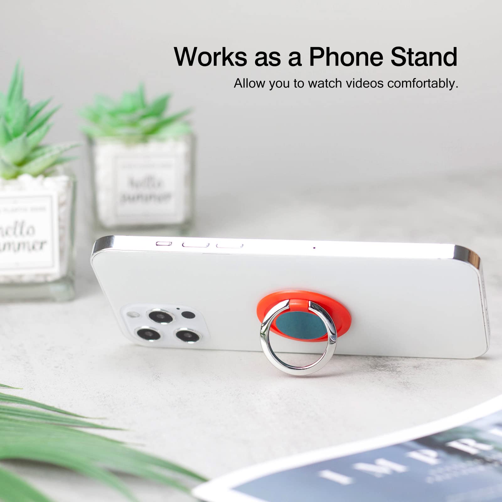 2 Pack 360° Rotating Phone Ring Holder - Adjustable Kickstand for Secure Grip - Perfect for Selfies & Videos