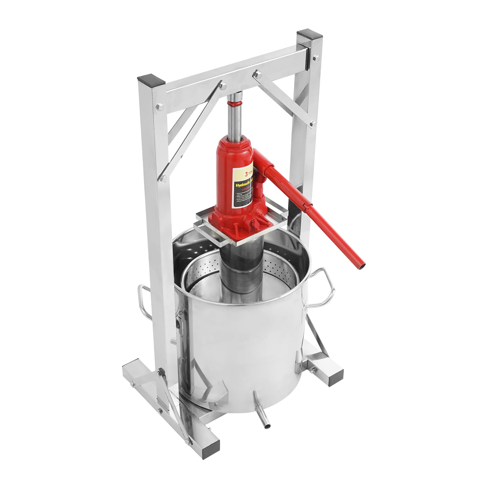 3.2 Gallon Hydraulic Fruit Wine Press - Stainless Steel Cider & Grape Juice Maker with Hydraulic Jack - Perfect for Home Brewing, Apple Cider Making & Winemaking