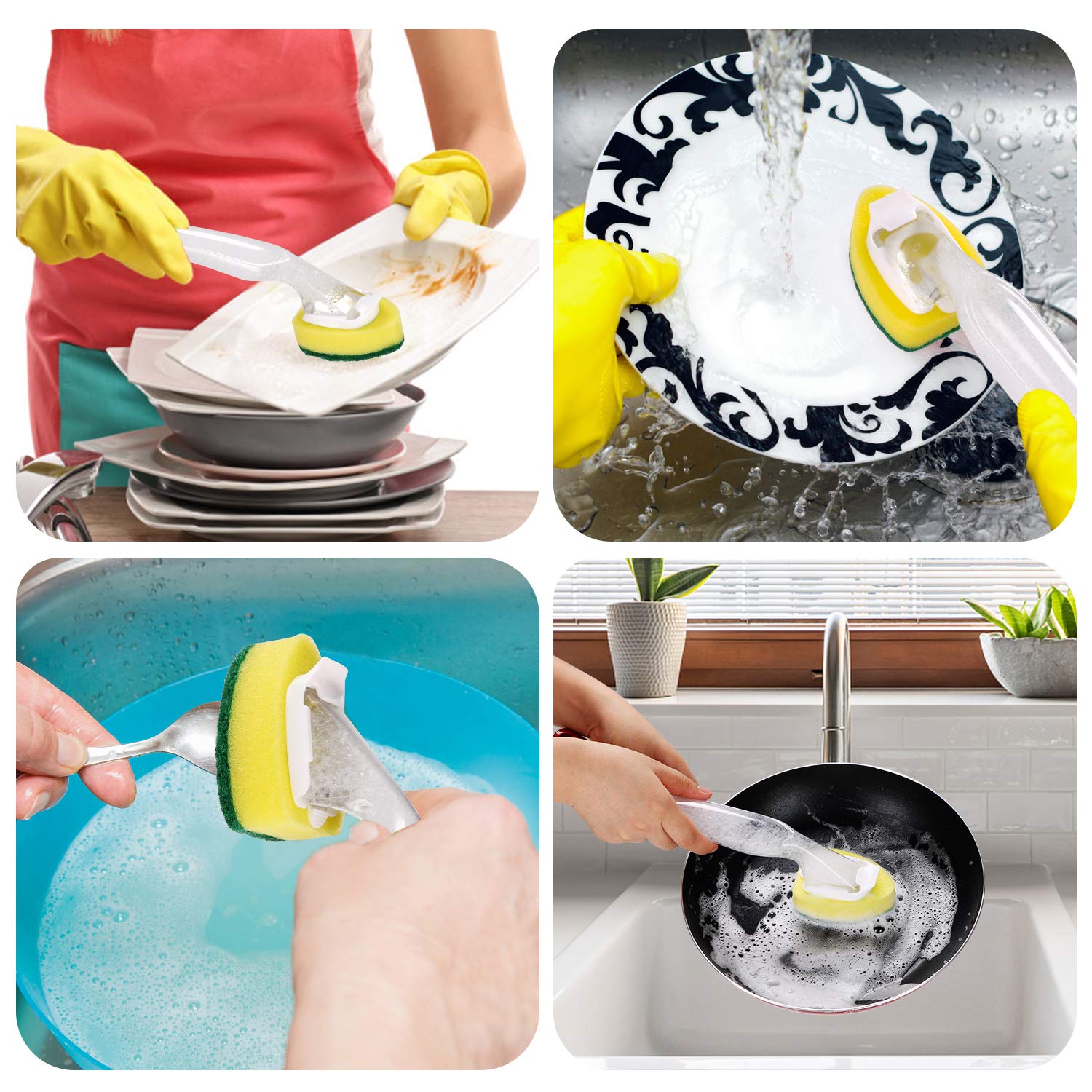 8-Pack Dish Wand Sponge Refills - Kitchen Cleaning Brush Heads for Sinks & Dishes