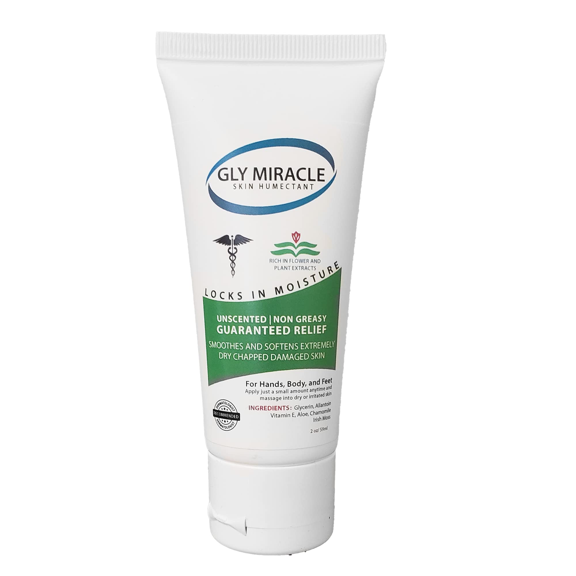 GLY MIRACLE Moisturizing Body Cream - 2oz Non-Greasy Hydrating Lotion for Extremely Dry Skin, Hands, Feet & Body | Fragrance-Free with Pure Glycerin | Deep Moisture for Cracked Heels, Rough Elbows & Winter Skin Care
