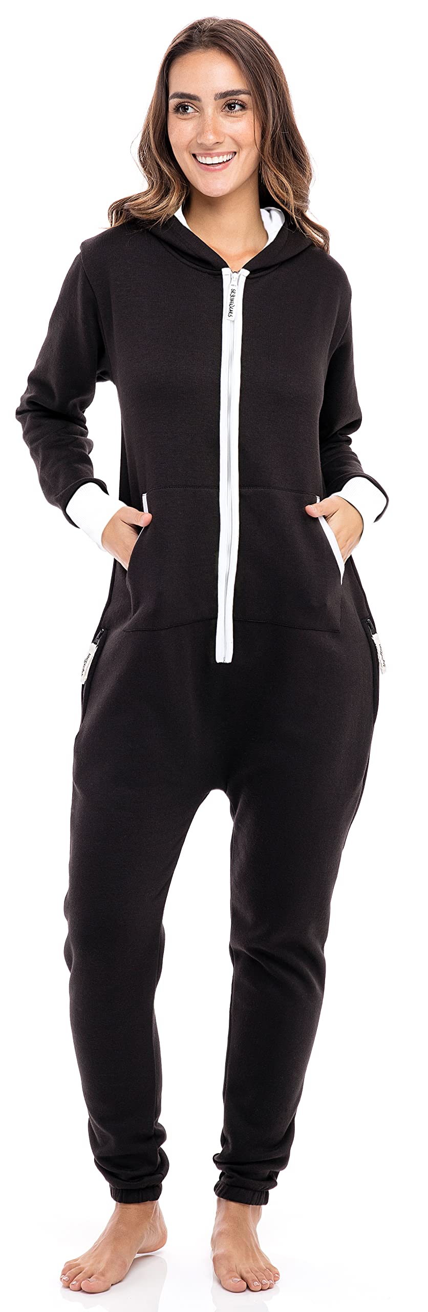 SKYLINEWEARS Women's Fleece Hooded Onesie Pajamas - Soft Winter Sleepwear & Lounge Wear for Women - Cozy Home Outfit, Perfect for Sleeping, Relaxing, and Cold Weather Comfort