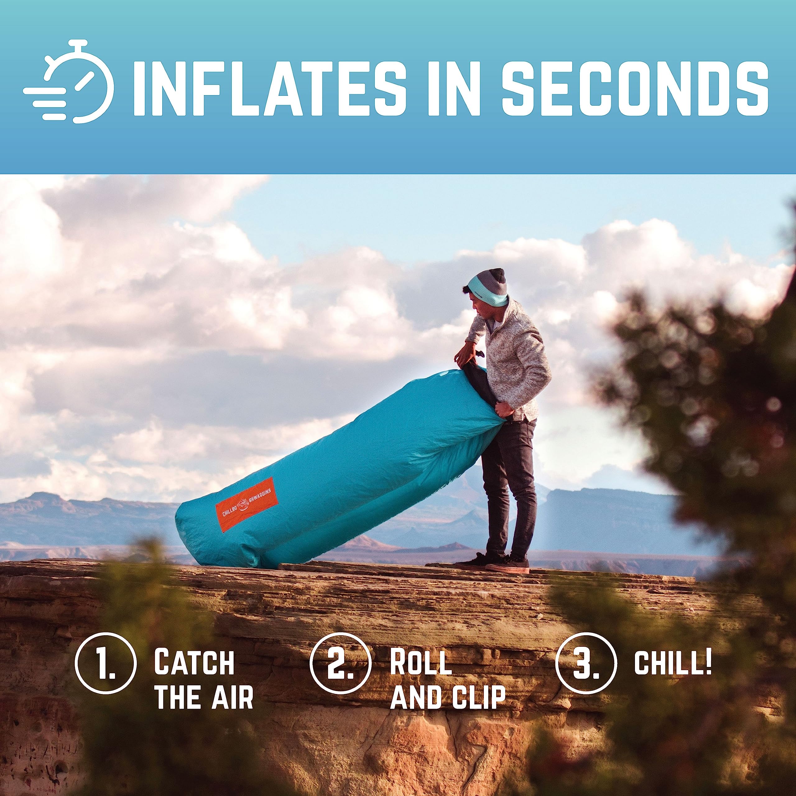 Chillbo Inflatable Couch - Portable Blow Up Sofa for Camping, Beach & Outdoor Adventures | Quick Setup Inflatable Chair for Hiking, Picnics & Music Festivals | Lightweight & Compact Travel Lounger