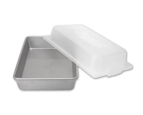 Non-Stick USA Rectangular Cake Pan with Lid - 9x13 Inch Baking Dish for Brownies, Sheet Cakes & Lasagna | Oven & Freezer Safe | Perfect for Parties, Holidays & Family Gatherings