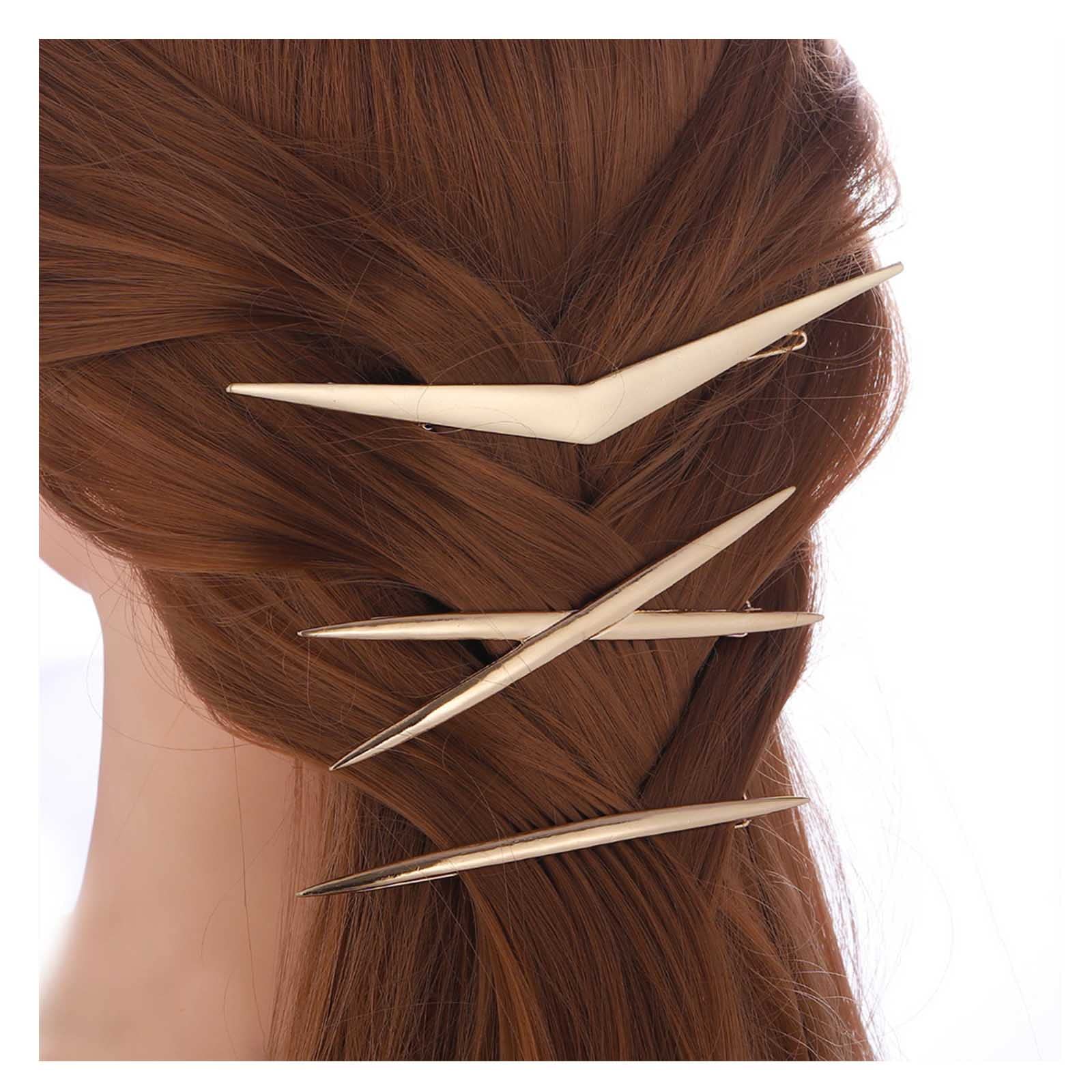 Minimalist X-Shaped Hair Clips - Gold Metal Geometric Hairpins & Barrettes for Women & Girls | Elegant Hair Accessories for Weddings, Parties & Everyday Styling