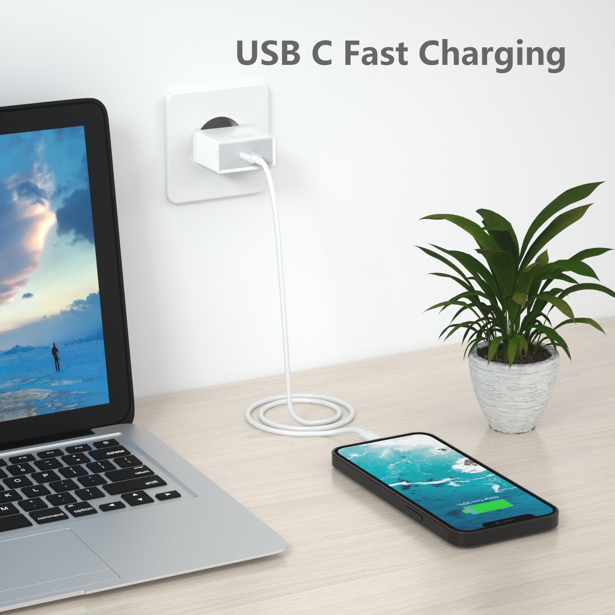 Anigaduo 25W USB C Fast Charger with 2M Cable - Compatible with iPhone 14/14 Plus/14 Pro/14 Pro Max/13/12/11/SE/X/XS/XR & AirPods - USBC Wall Plug Type C Power Adapter - Perfect for Home, Office & Travel Charging