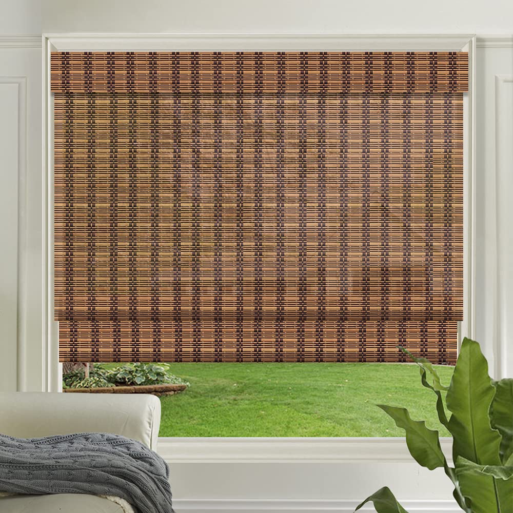 Letau Cordless Bamboo Roman Shades - Light Filtering Wood Window Blinds for Home, Kitchen & Office | Natural Privacy & Sun Protection | Perfect for Living Rooms, Bedrooms & Workspaces