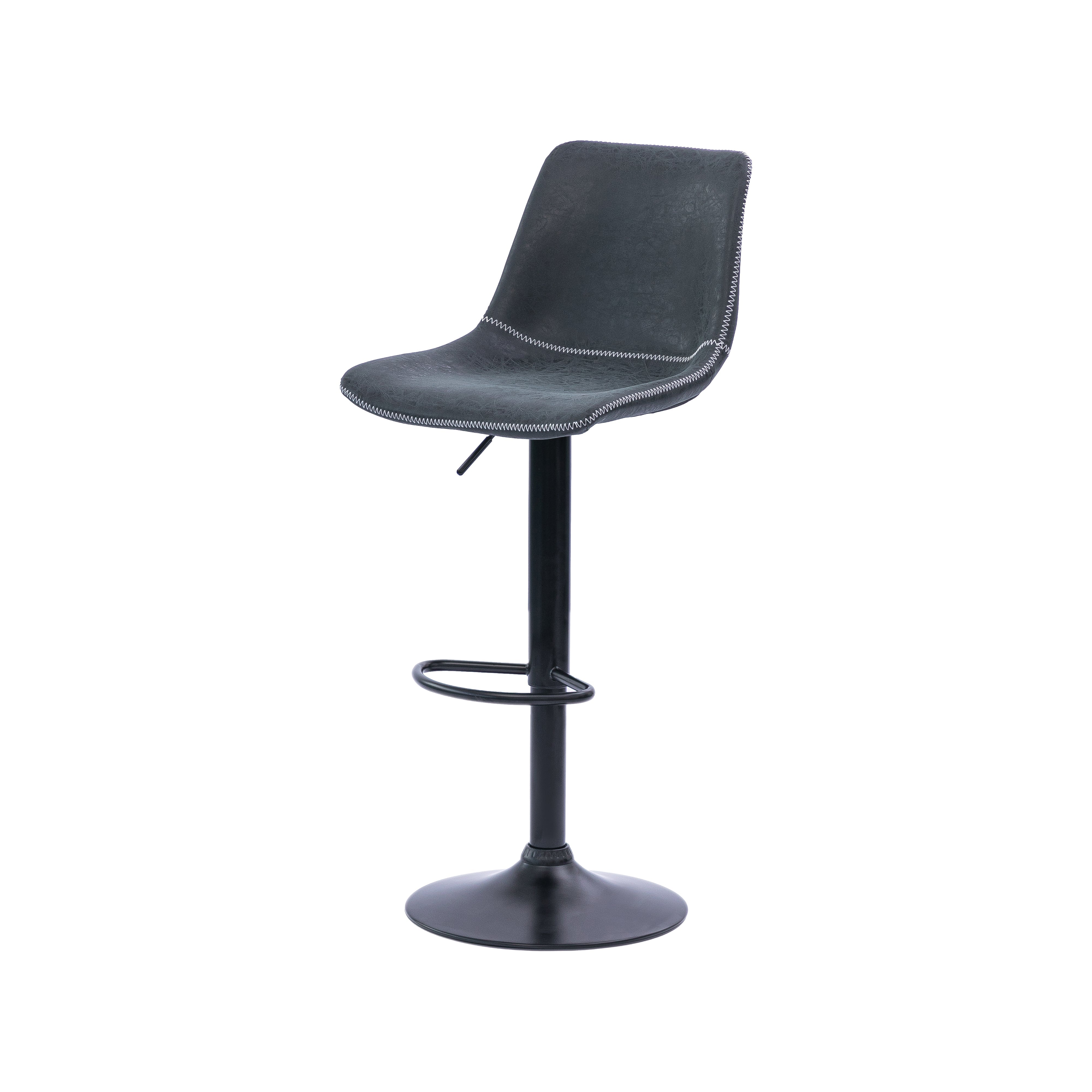 Urban Style Gary Bar Stools - Set of 2 Black PU Seat Gas Lift Height Adjustable Metal Barstools for Kitchen Island, Home Bar & Breakfast Nook