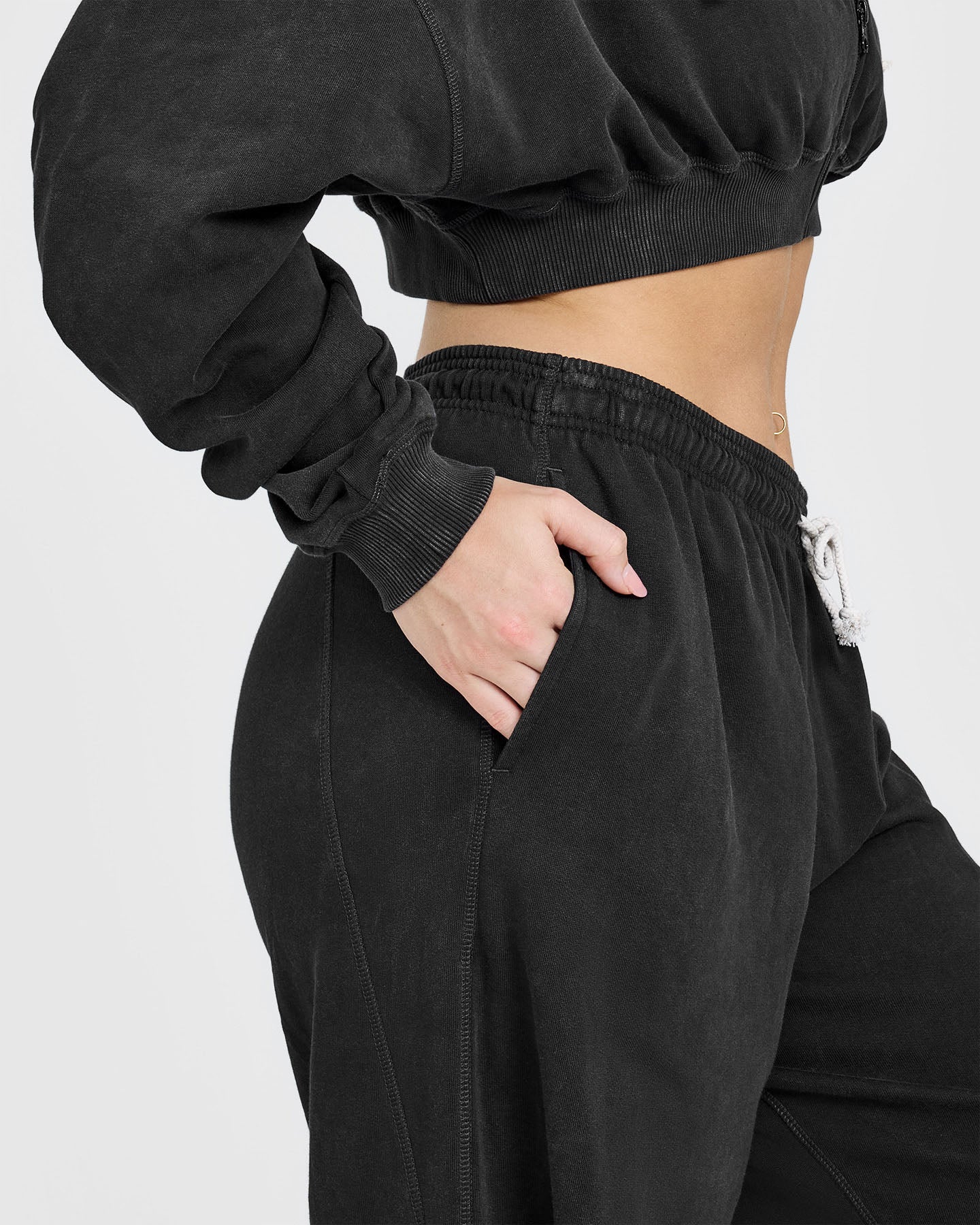 Raw Lounge Wide Leg Joggers with Graphic Print | Washed Black | Women's Casual Pants for Yoga, Travel & Loungewear