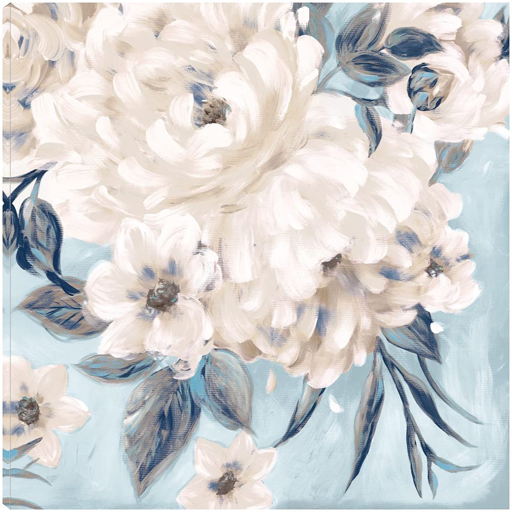 Indigo Romance Canvas Wall Art - 37x37 Inch Hand-Painted Fine Art Decor by Willowbrook - Perfect for Living Room, Bedroom, Office & More - Ready to Hang - Elevate Your Home & Workspace Decor