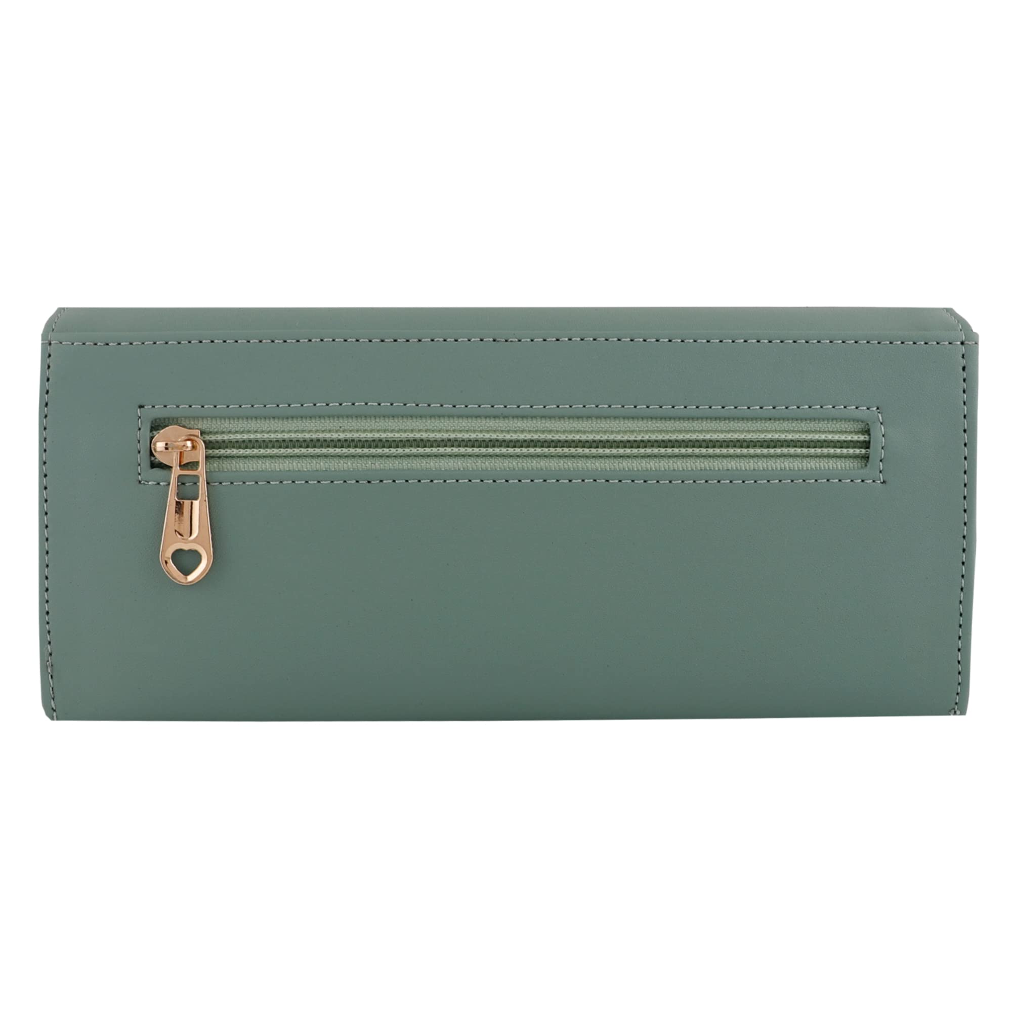 ALSU Women's Slim Wallet with Phone Pocket - 4 Card Slots & Coin Compartment - Premium Smooth Vegan Leather Clutch Purse (Light Green) | Perfect for Travel, Shopping & Night Out Accessories