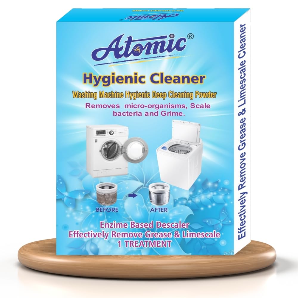 Atomic Washing Machine Cleaner Powder 150g - Deep Cleans Front & Top Load Washer Tub & Drum | Removes Odor, Mold & Residue | Ideal for HE, LG, Samsung & Whirlpool Washers | Monthly Maintenance for Fresh Laundry