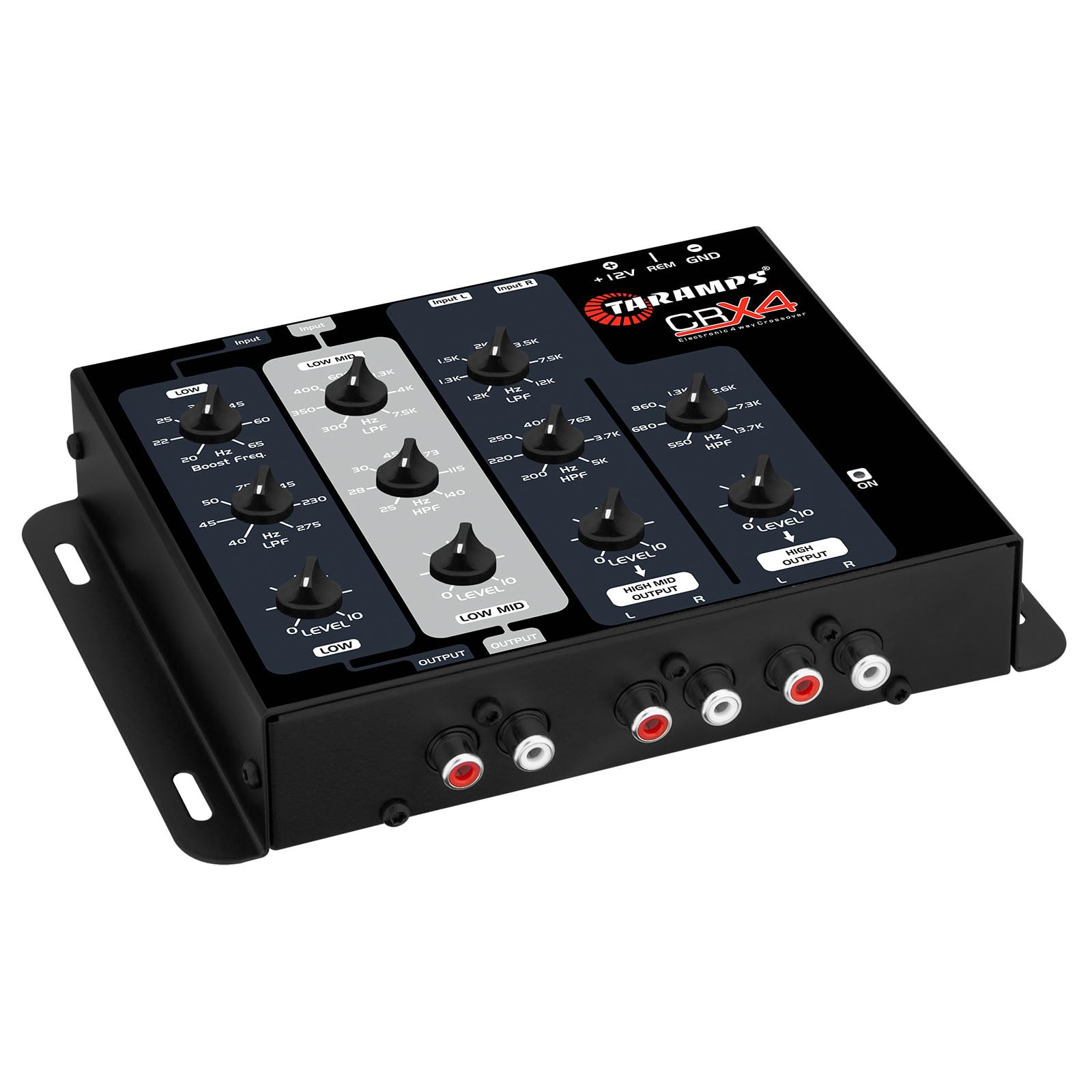 Taramps Crx4 4-Way Electronic Crossover RCA Car Audio Processor - 8V RMS, Stereo Equalizer with Bass Boost | Compact Design for High/Low Frequency Control | Perfect for Car Audio Systems & Custom Installations