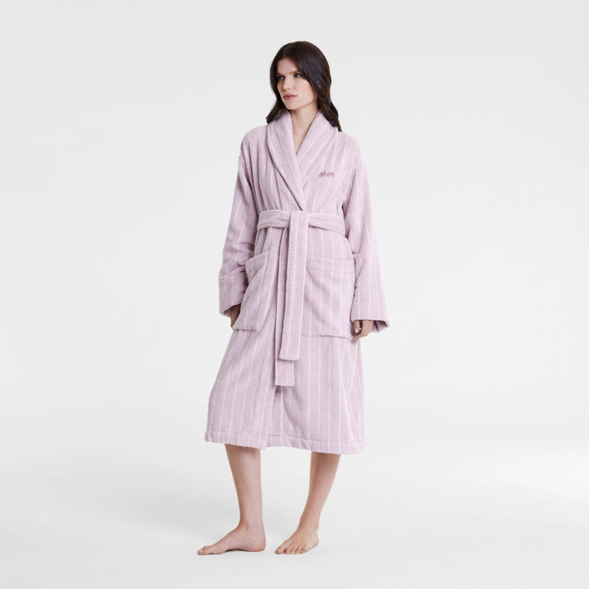 Sheridan AVEN Australian Cotton Bath Robe for Women - Soft & Absorbent MUM Robe in Lilac Stripe - Perfect for Spa, Lounge & Post-Shower Comfort