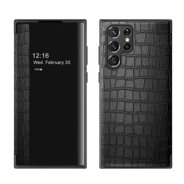 Premium Galaxy S22 Plus Luxury Crocodile Texture PU Leather Flip Cover Case - Slim Protective Phone Case for Business & Travel