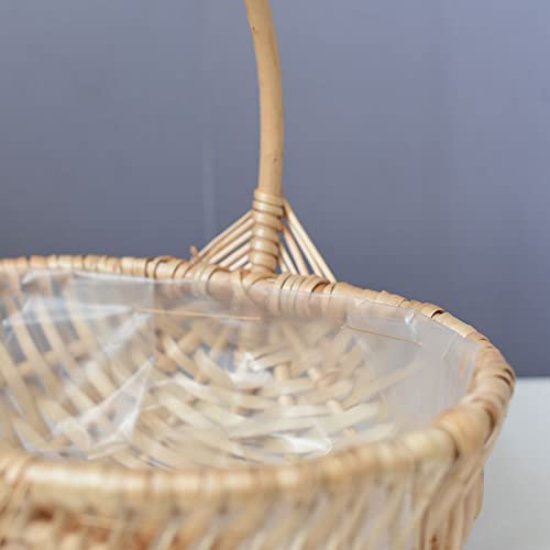 VALINK Handmade Woven Rattan Storage Basket with Waterproof Liner - Natural Flower Basket for Home Decor, Wedding Centerpiece & Photo Props | Perfect for Farmhouse Style, Bathroom Organization & Gift Giving