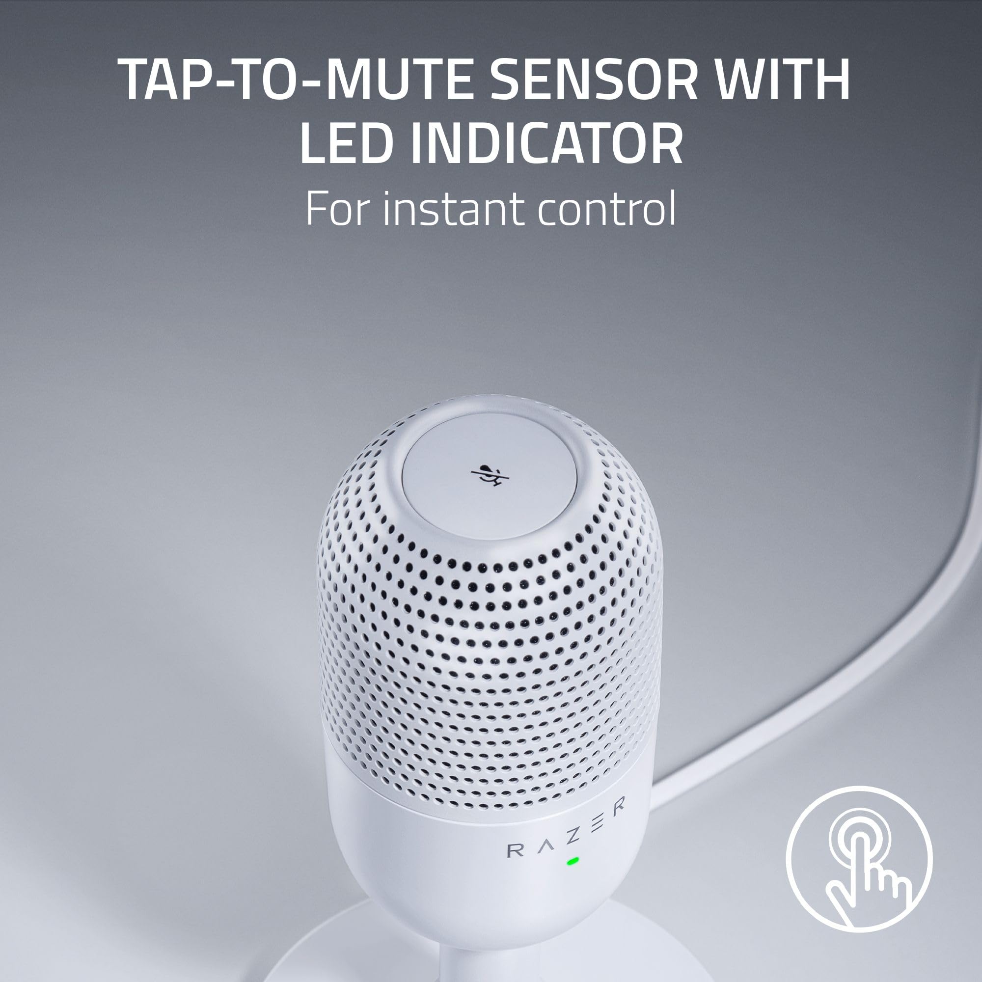 Razer Seiren V3 Mini USB Condenser Microphone - Supercardioid Pickup Pattern, Tap-to-Mute with LED, Shock Absorber - Ultra Compact USB Mic for PC Gaming, Streaming, Podcasting, Discord, OBS Studio, XSplit - Perfect for Home Studio & Content Creation (White)