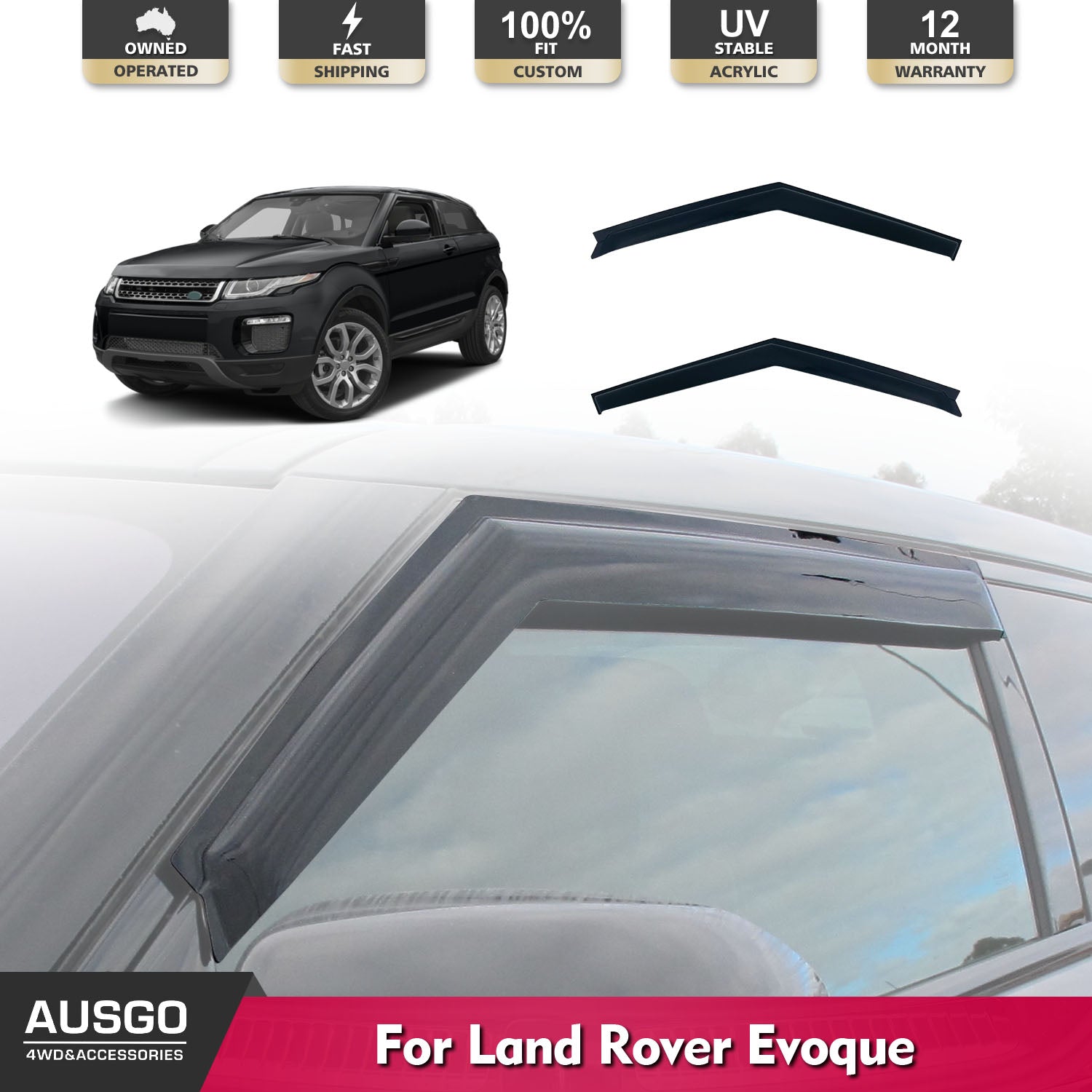 Land Rover Range Rover Evoque 3-Door L538 Weather Shields (2011-2018) - Durable Car Window Rain Guards for All-Weather Protection - Perfect for Rain, Snow & Off-Road Adventures