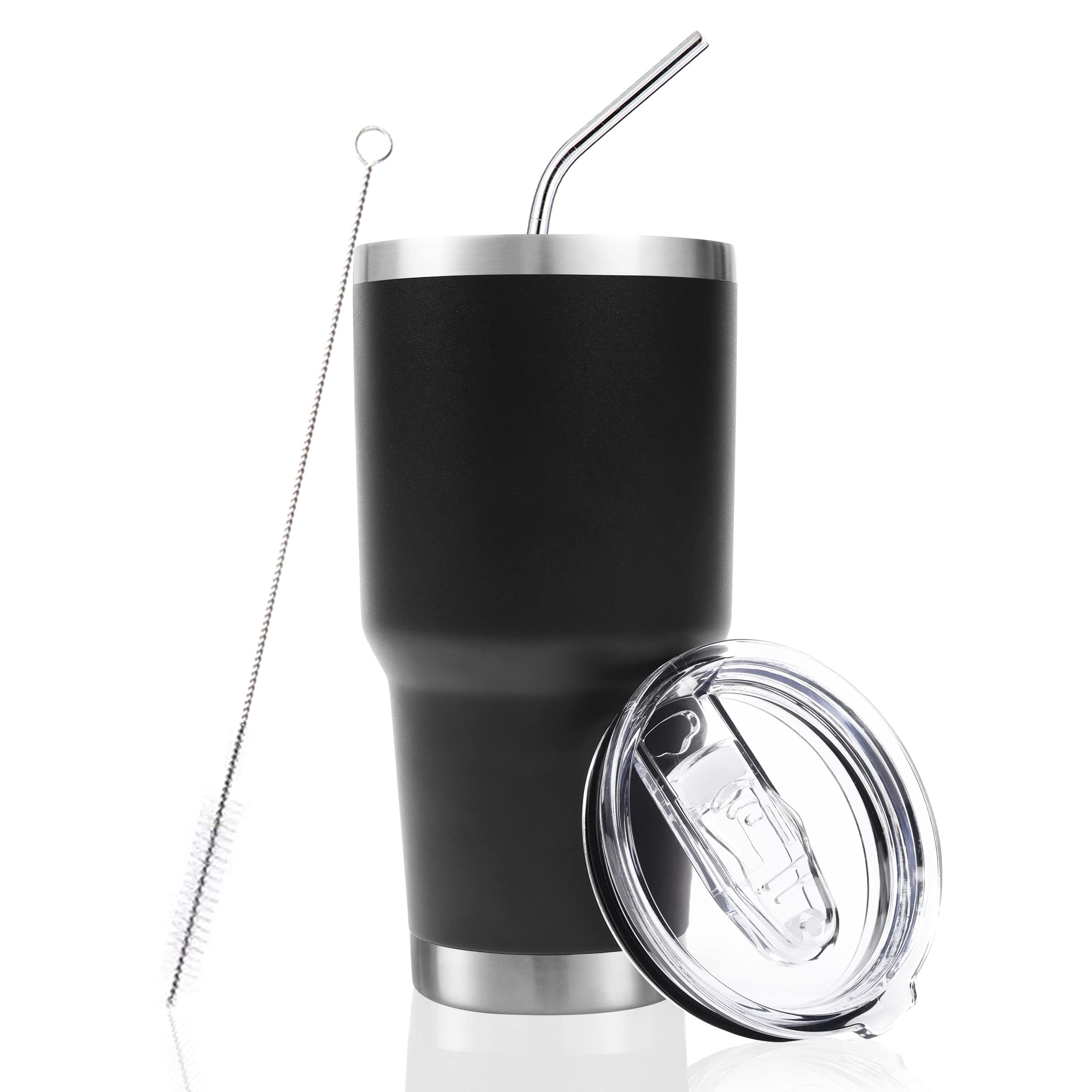 Toopify 30 oz Stainless Steel Insulated Tumbler with Straw Lid - Double Wall Vacuum Travel Mug for Hot & Cold Drinks - Includes Cleaning Brush - Perfect for Office, Gym, Hiking and Road Trips