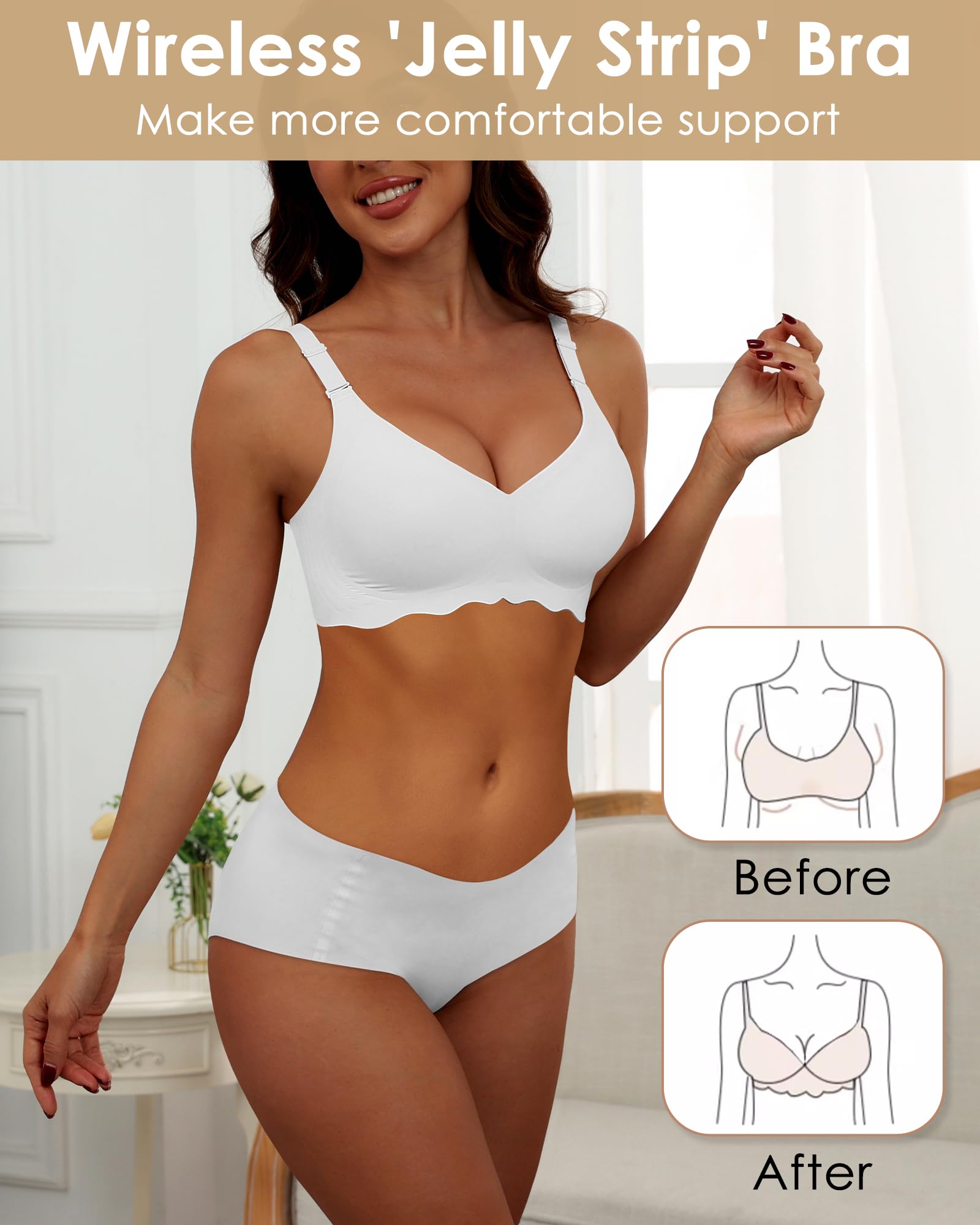 HORISUN Wireless T-Shirt Bra for Women - Seamless, No Show, Full Coverage Comfort - Perfect for Everyday Wear, Workouts & Layering Under Clothes