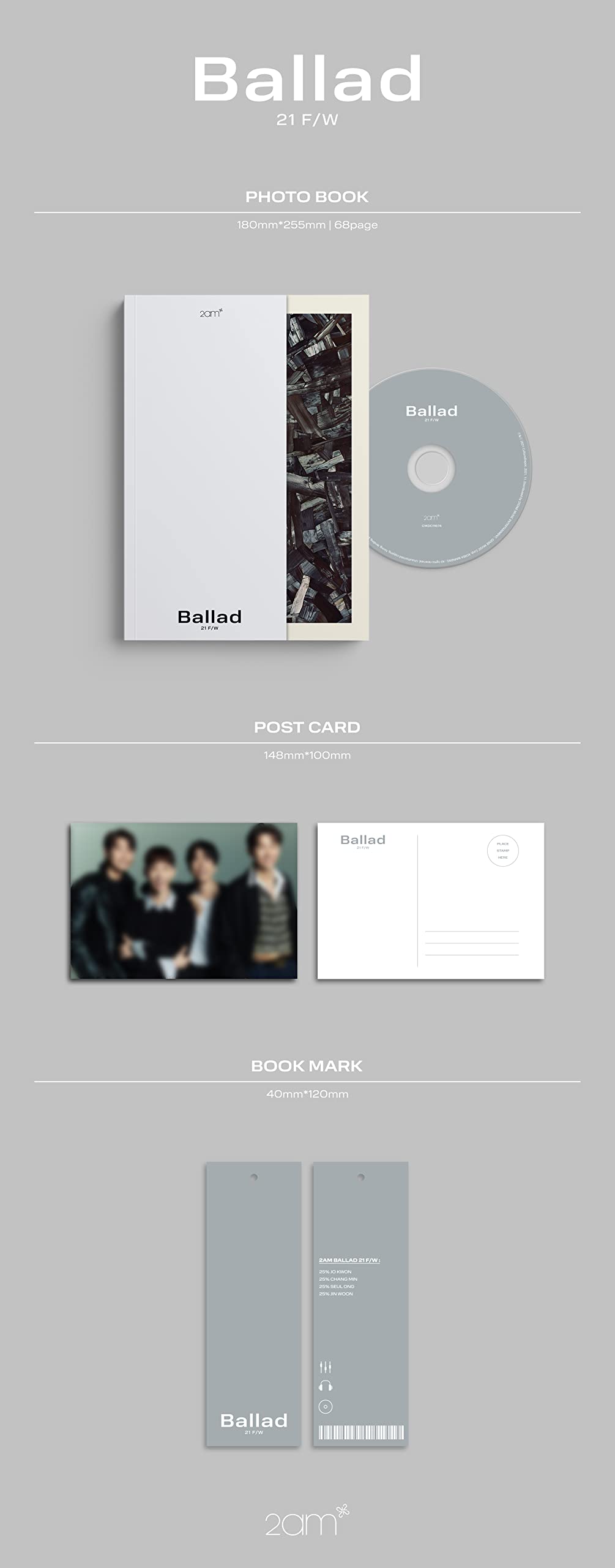 Ballad 21 Fall/Winter Collection - 68 Page Photobook, Postcard & Bookmark Set | Perfect for K-Pop Fans, Gift Giving and Collectors