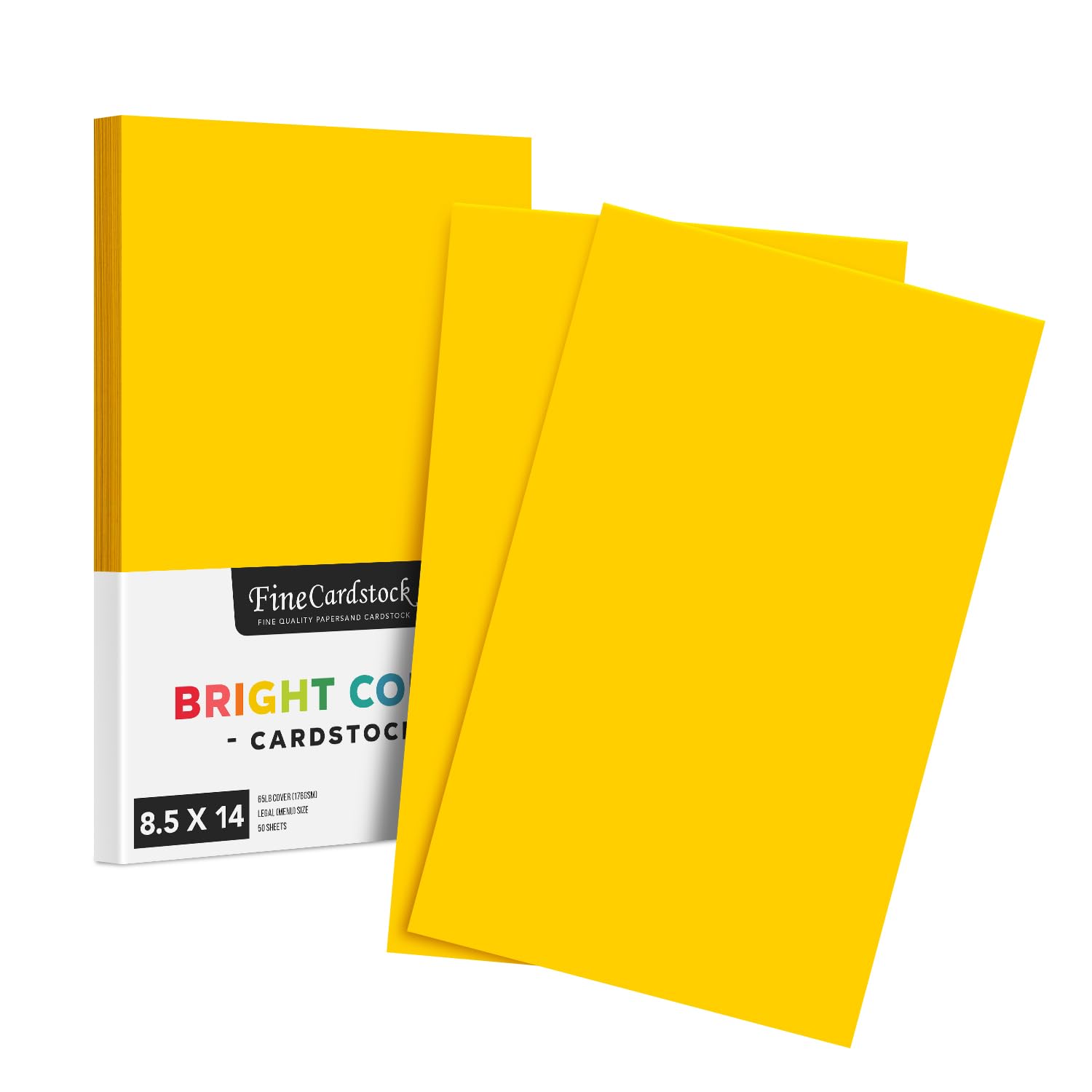 Premium Yellow Card Stock Paper - 65lb Thick, Acid-Free & Lignin-Free | 50 Sheets per Pack | 8.5