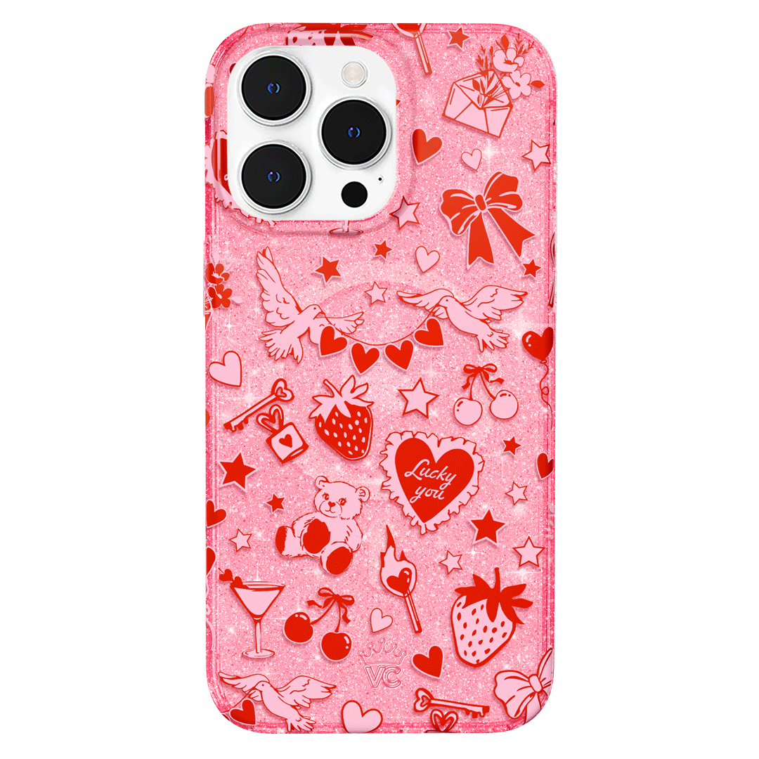 Be Mine Glitter iPhone Case - Sparkly Protective Phone Cover for iPhone 13/14/15 - Perfect for Valentine's Day, Parties & Everyday Glam